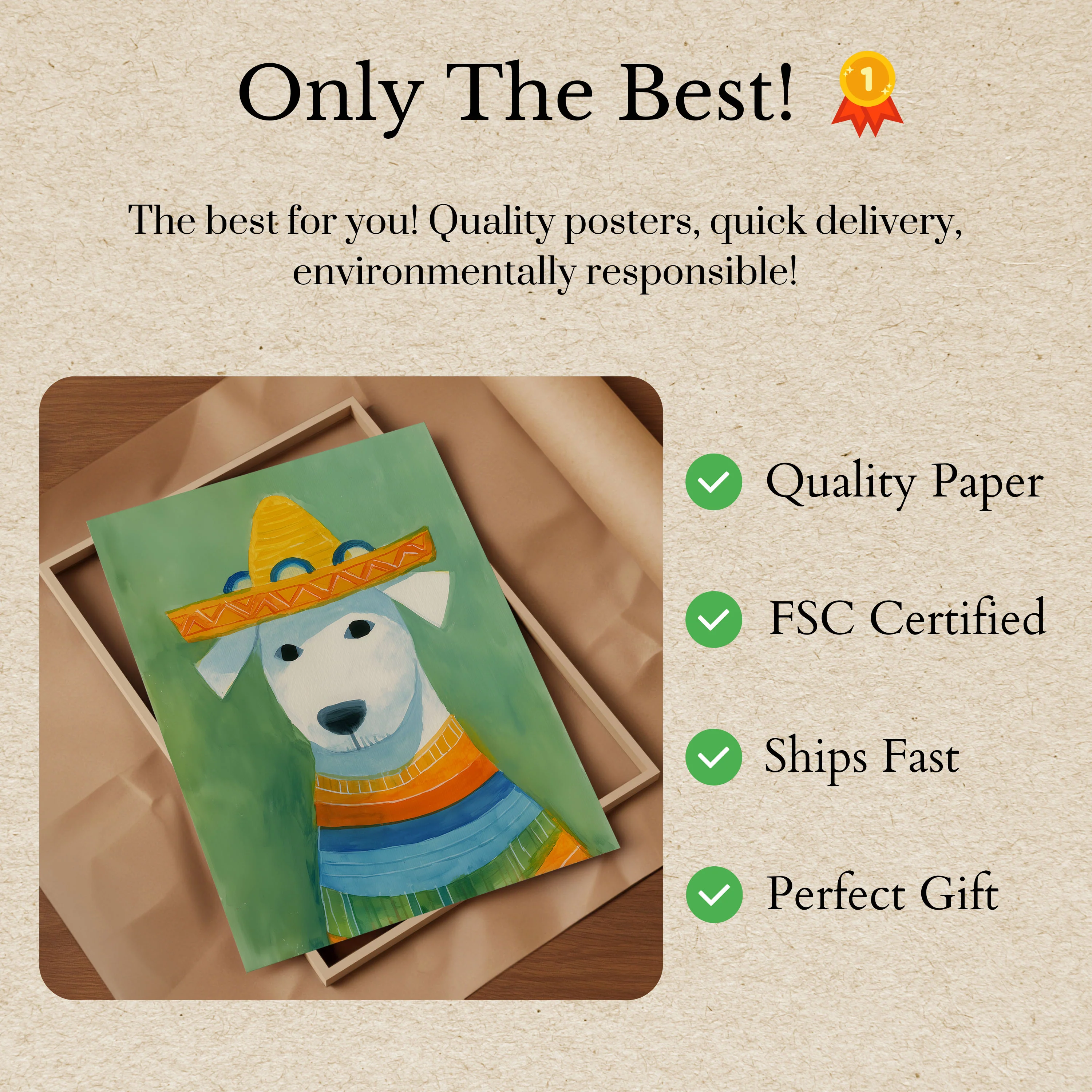 Festive Dog in Sombrero Poster - Image 3
