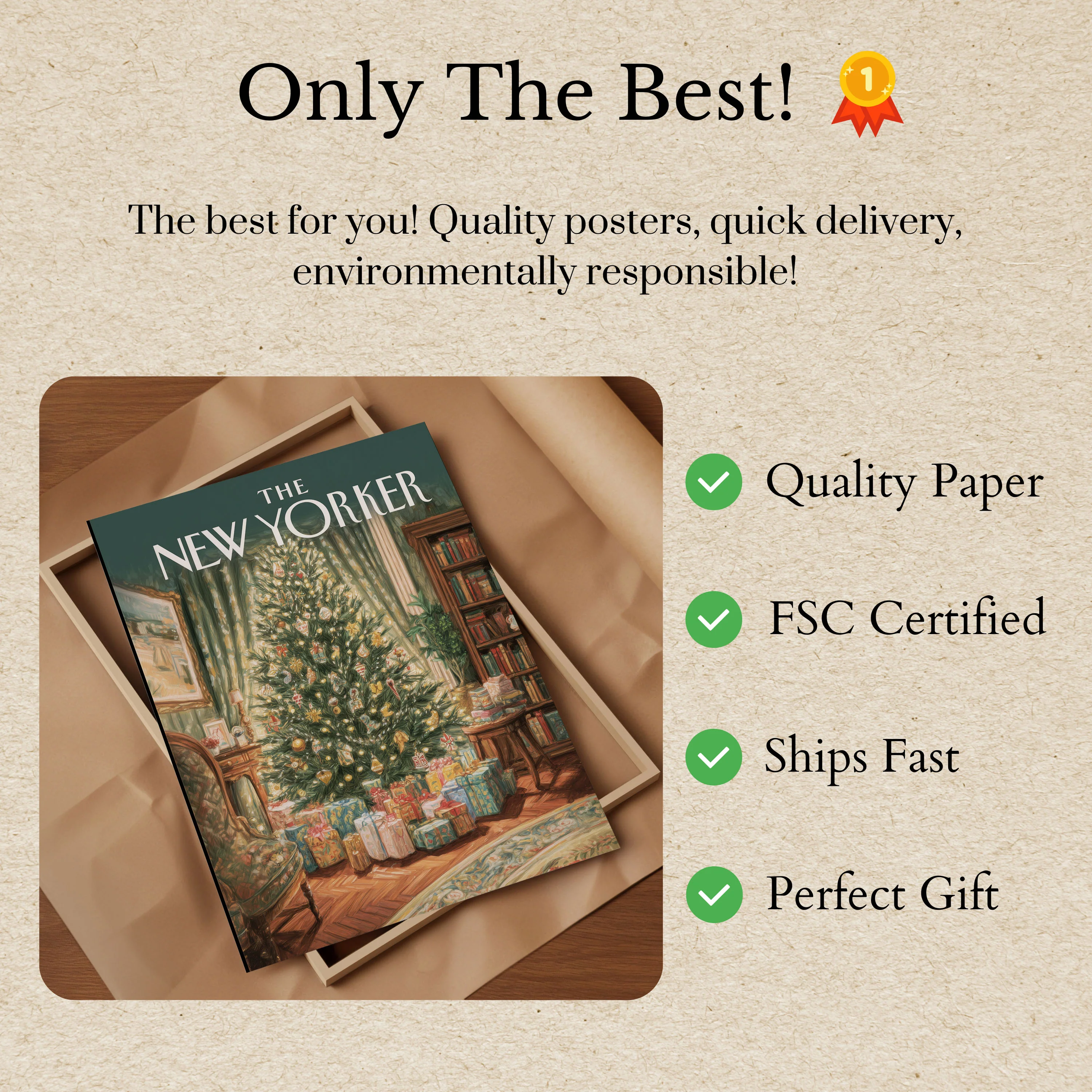Festive New Yorker Christmas Poster - Image 3