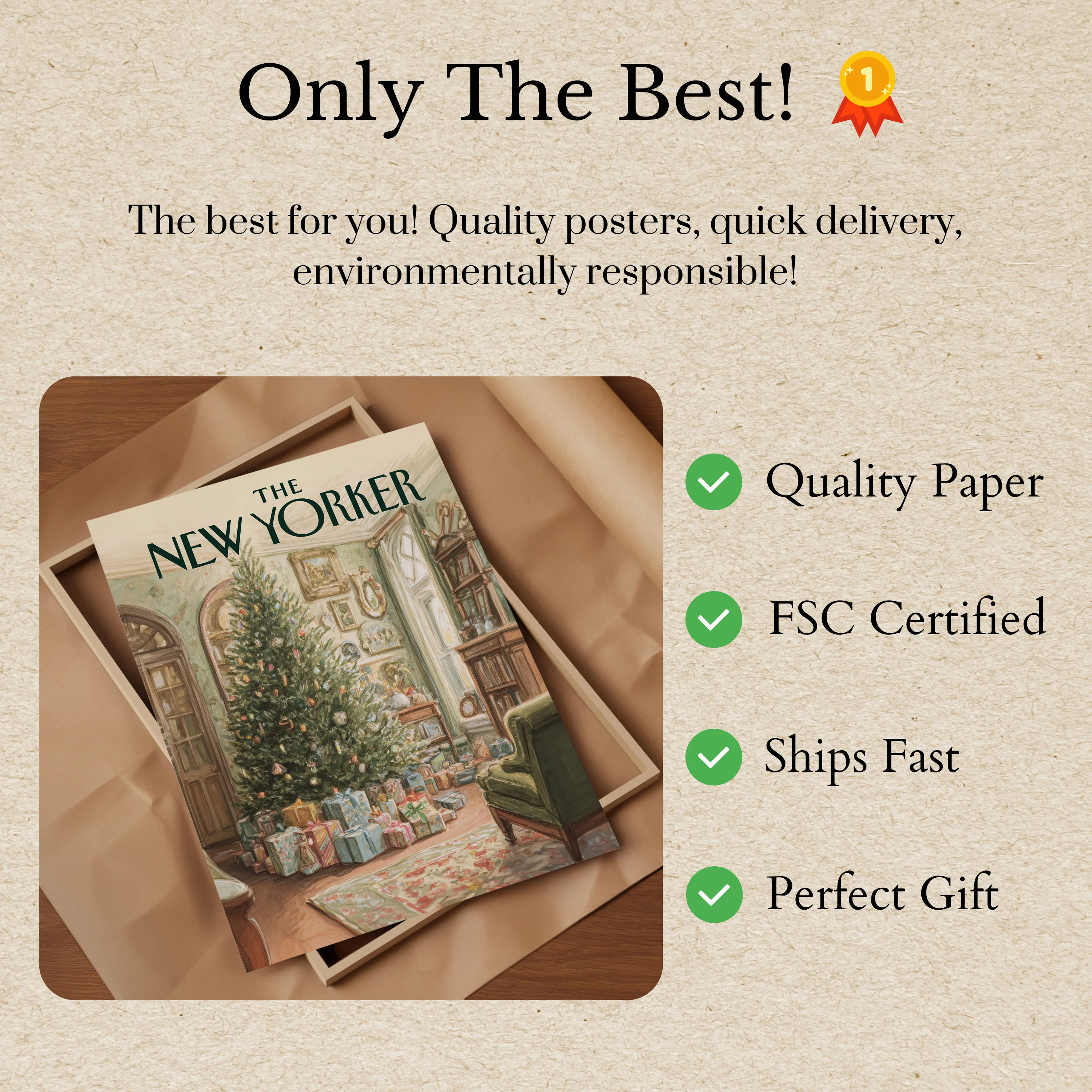 Festive New Yorker Christmas Poster - Image 3