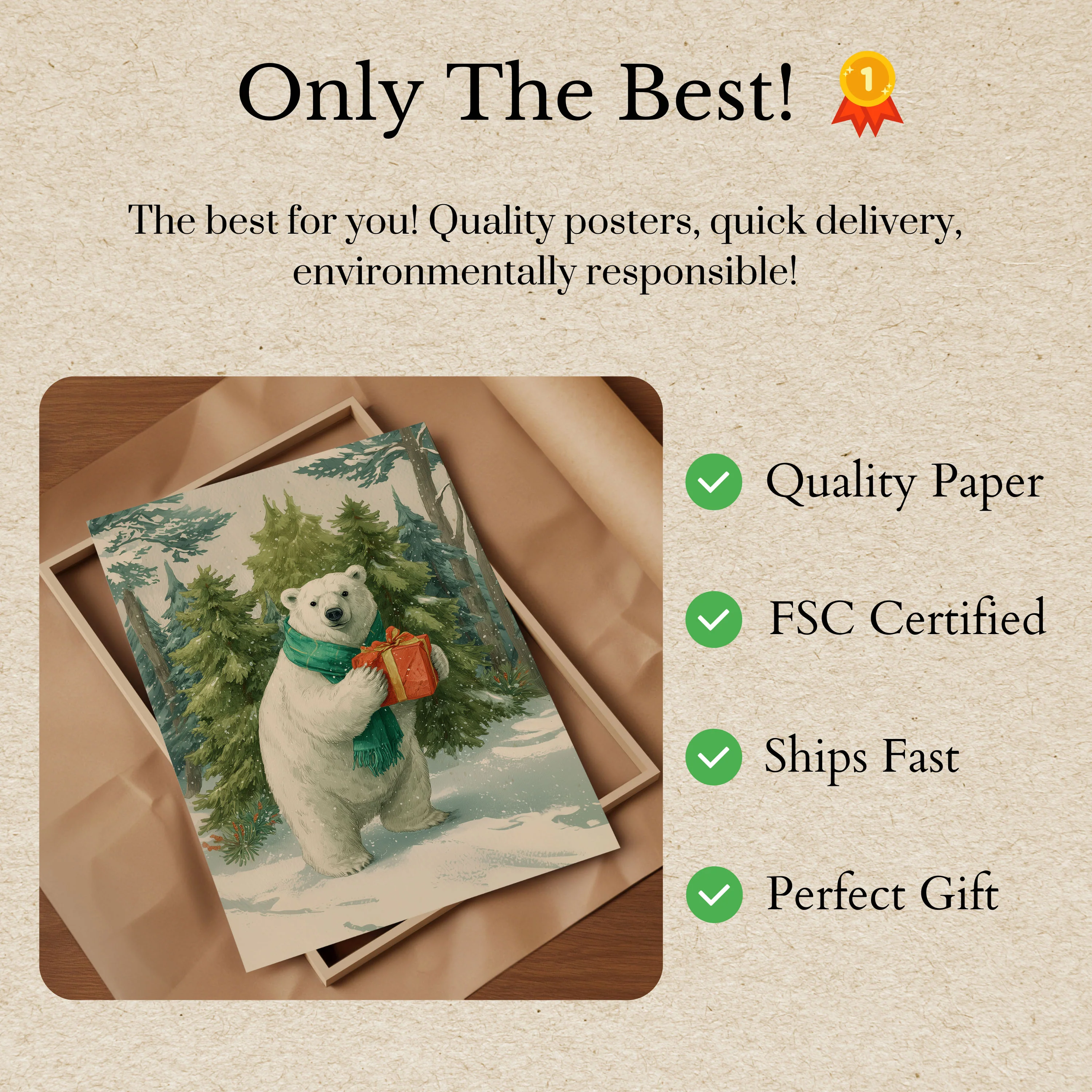 Festive Polar Bear Gift Poster - Image 3