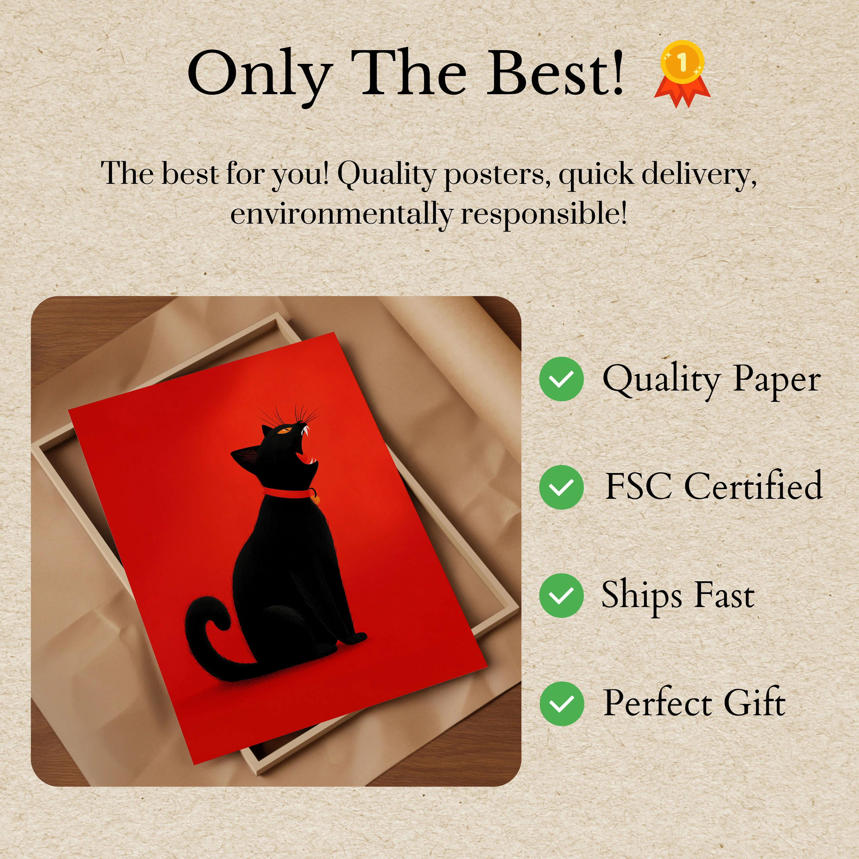 Fierce Black Cat Poster - Image 3