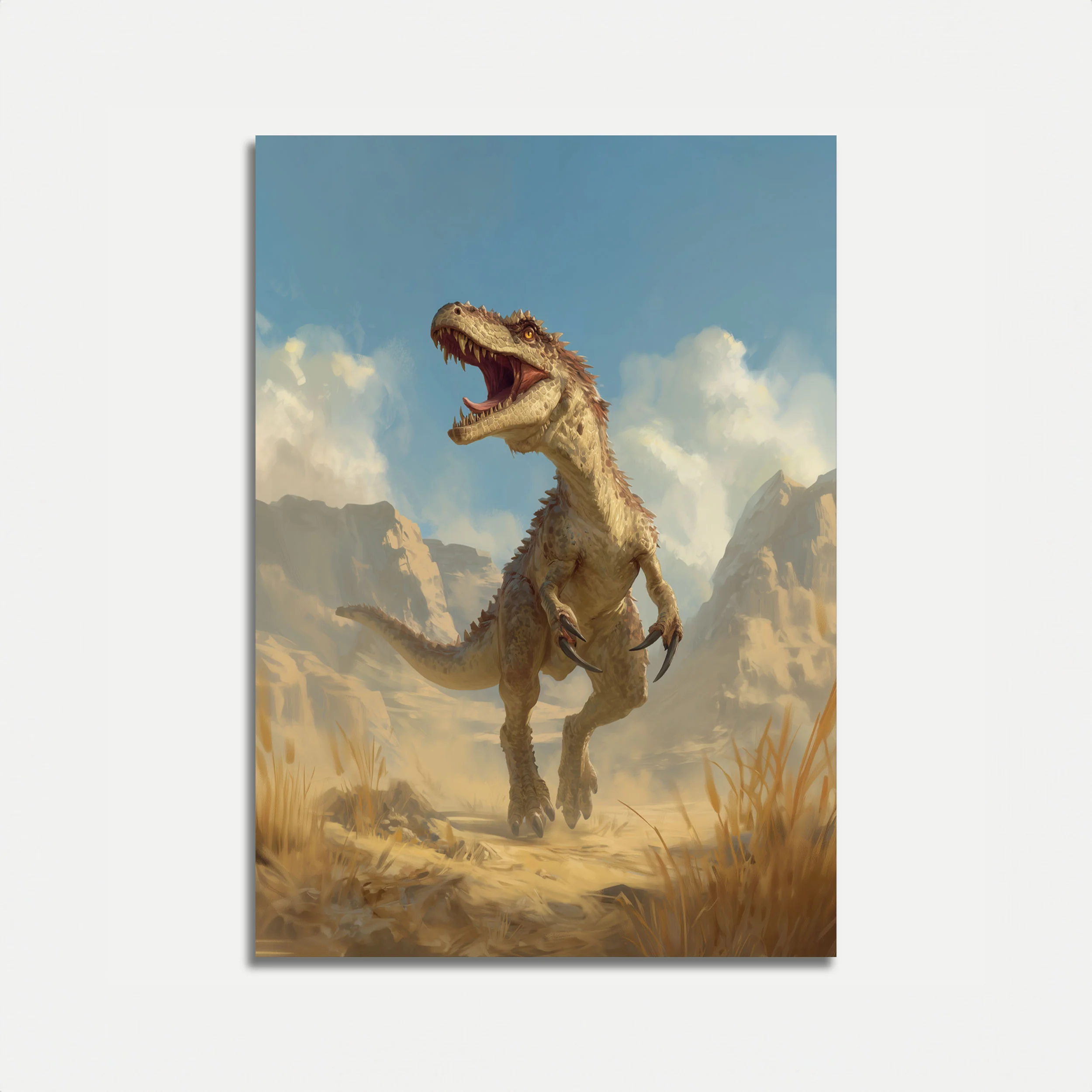 Fierce Dinosaur Desert Hunt Poster