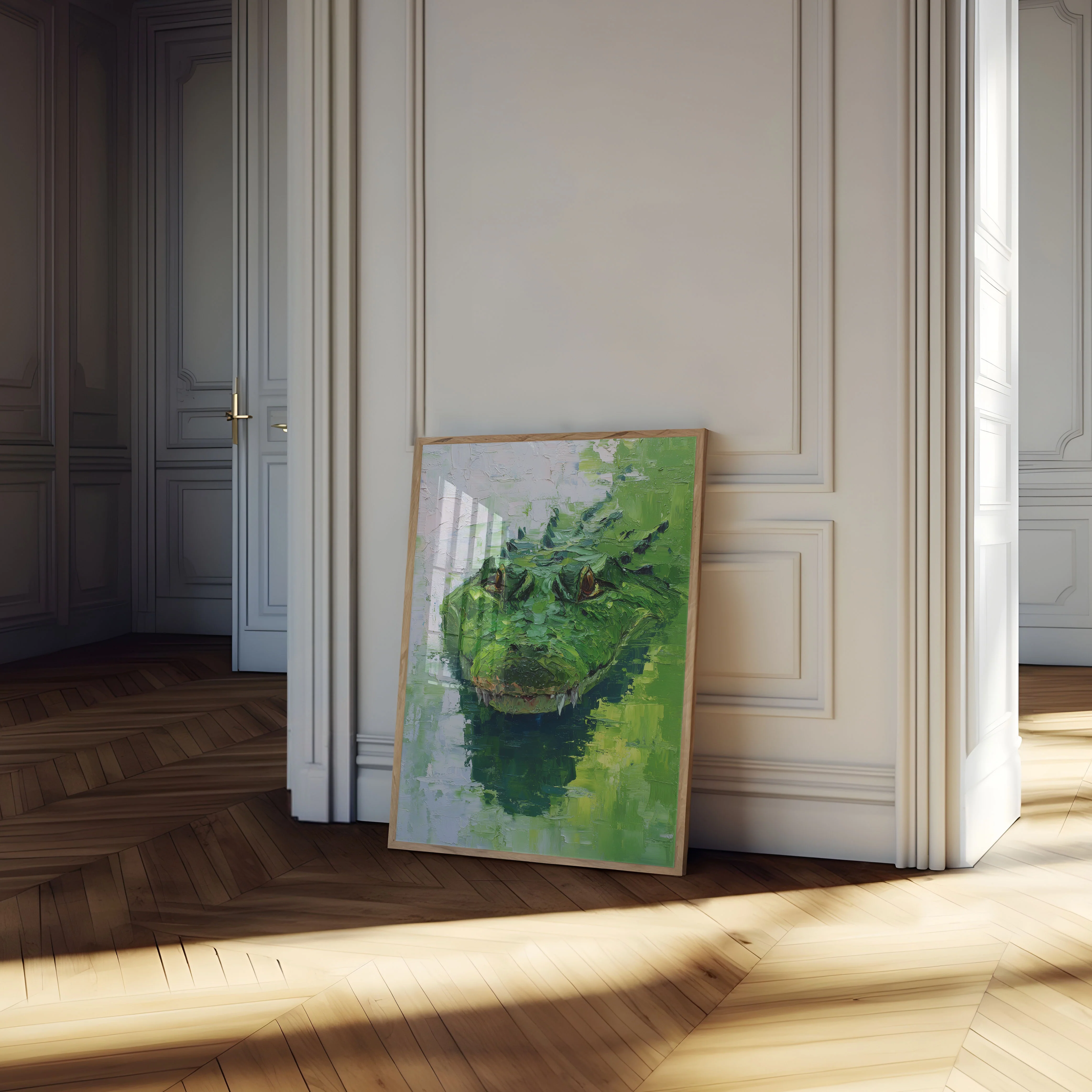 Fierce Green Crocodile Art Poster - Image 4