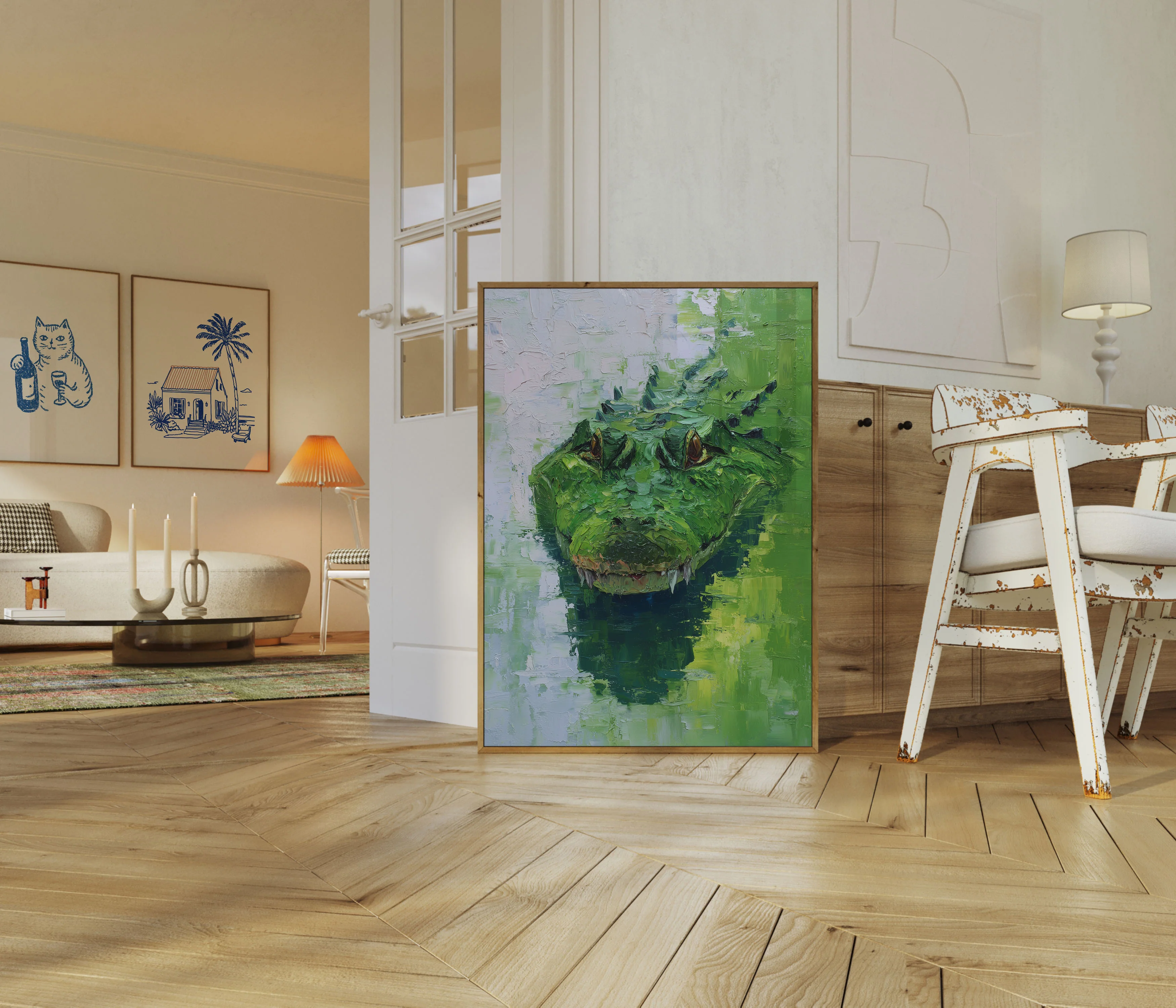 Fierce Green Crocodile Art Poster - Image 5