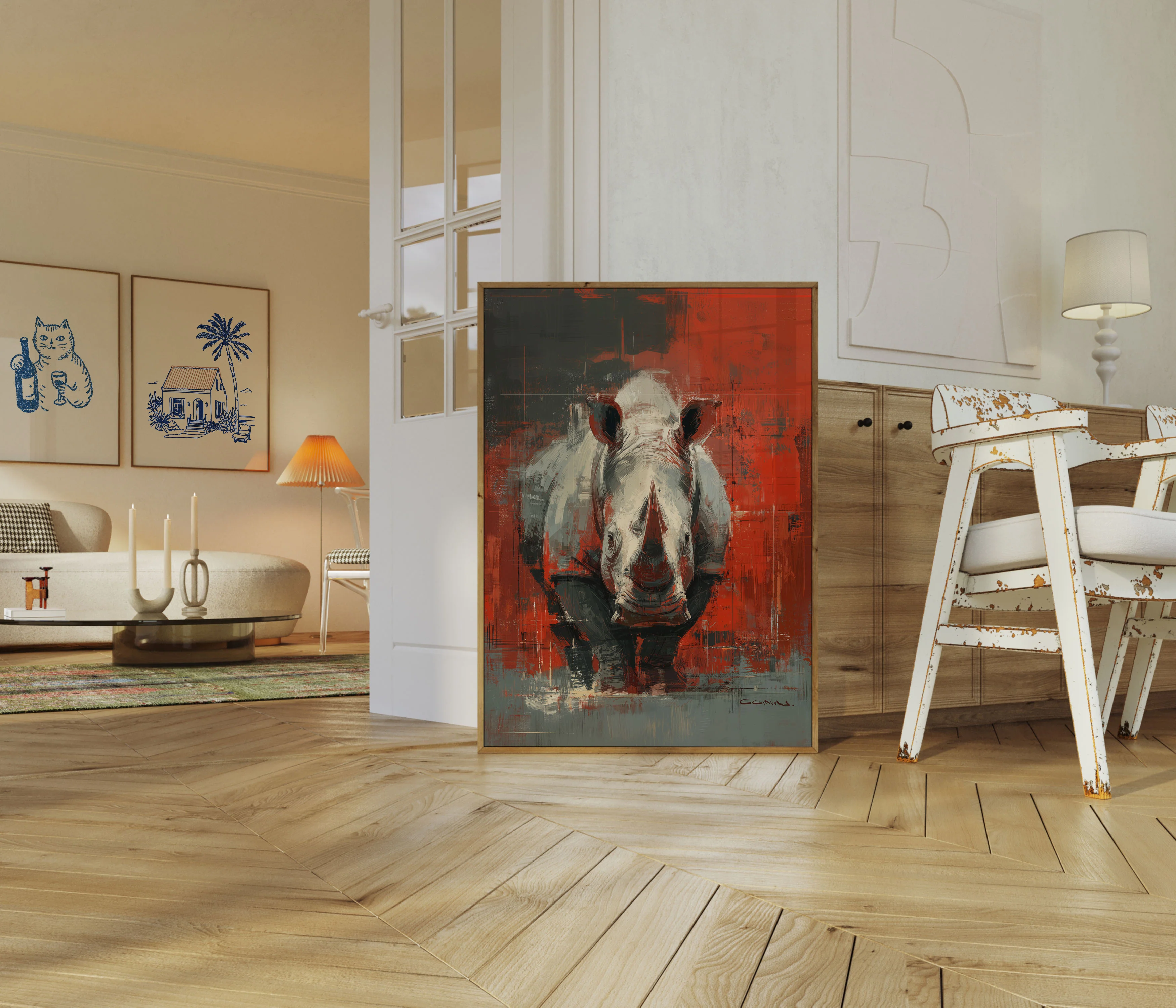Fierce Rhino Red Abstract Poster - Image 5