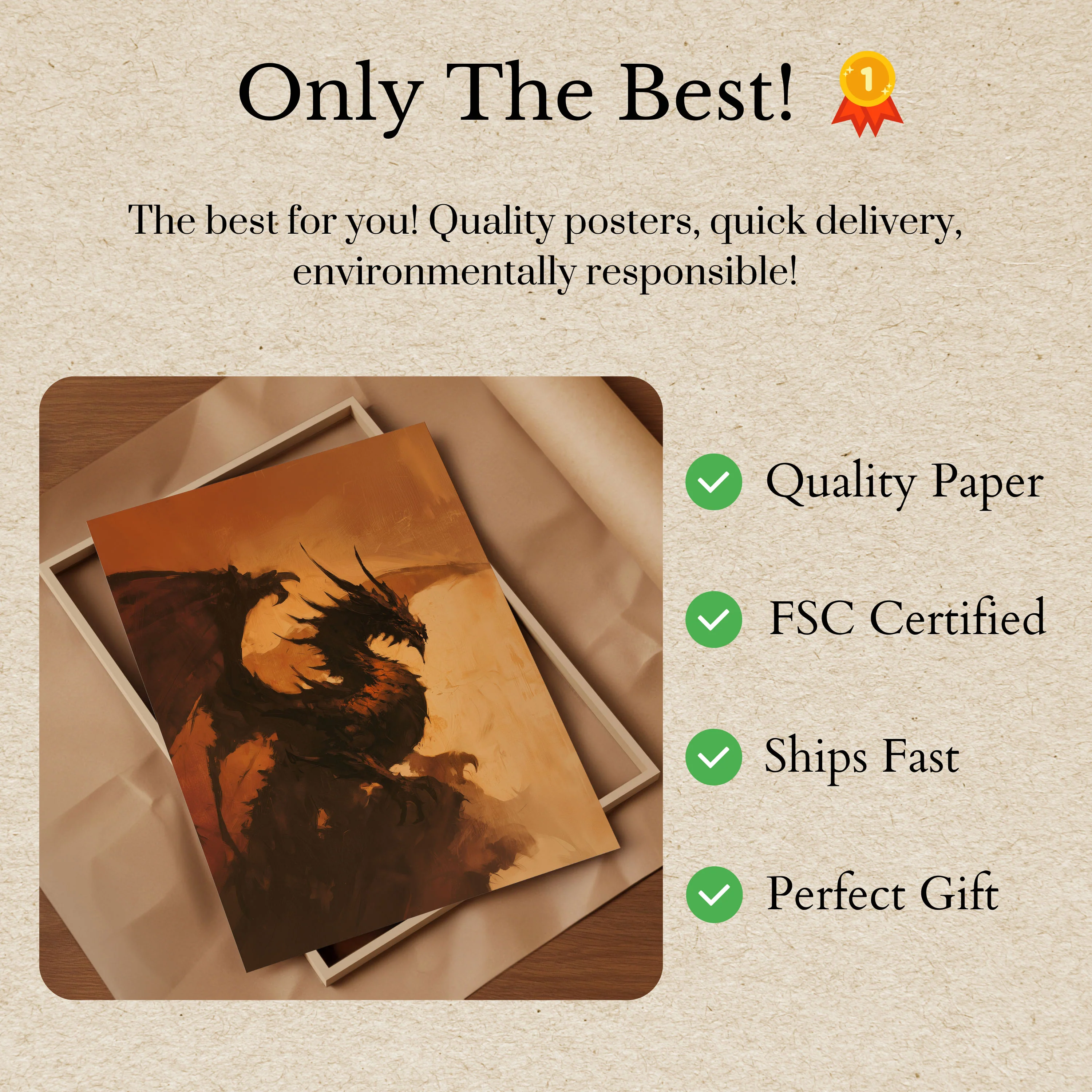 Fiery Dragon Silhouette Poster - Image 3