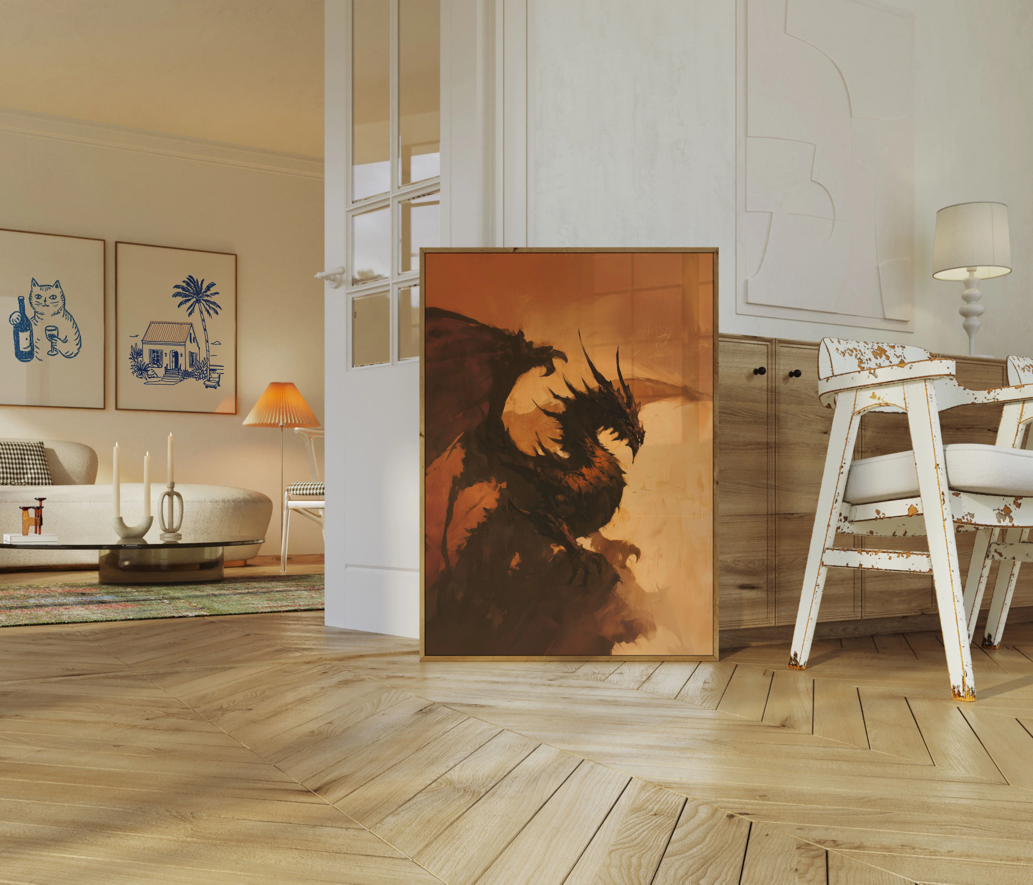 Fiery Dragon Silhouette Poster - Image 5