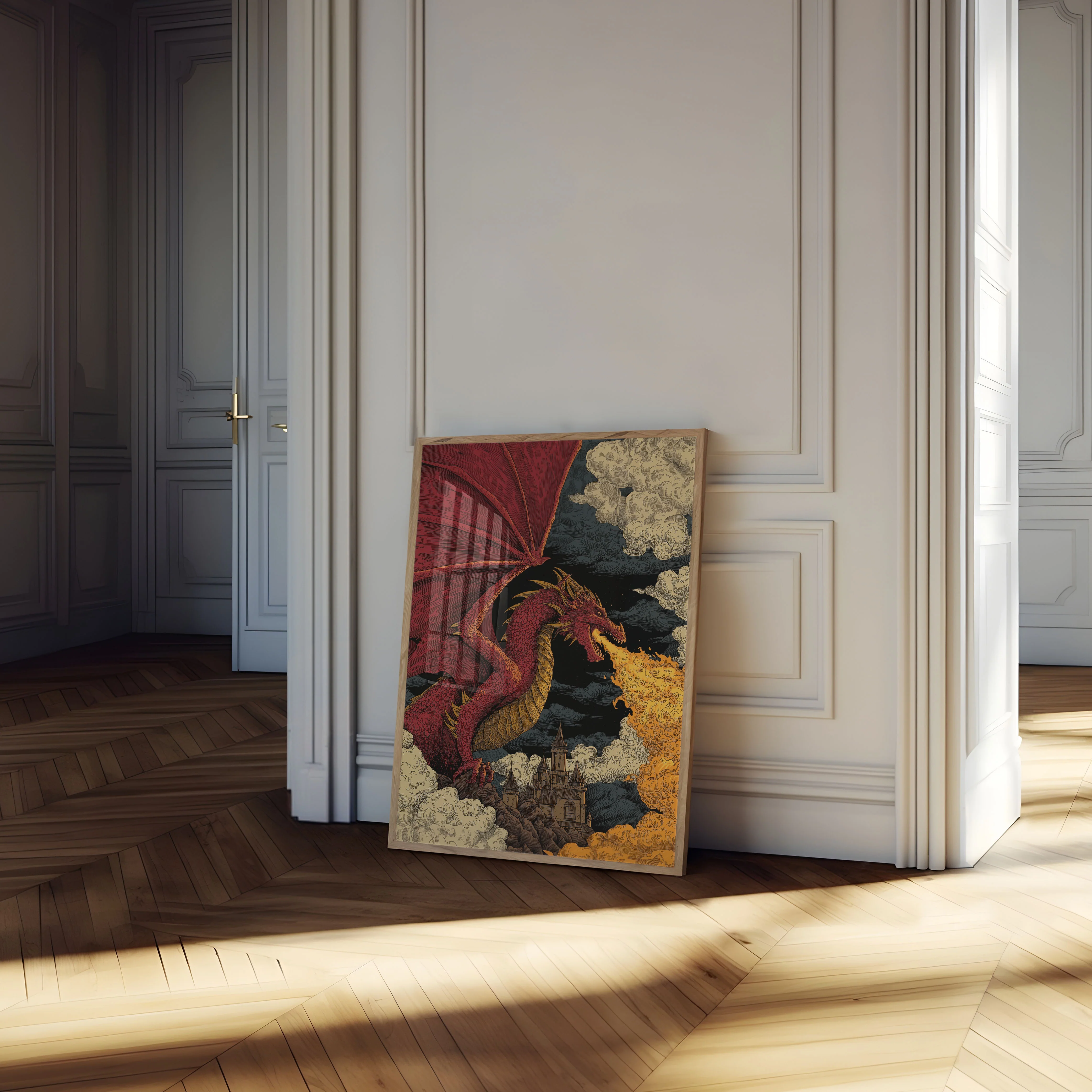 Fire-Breathing Dragon Castle Poster - Image 4