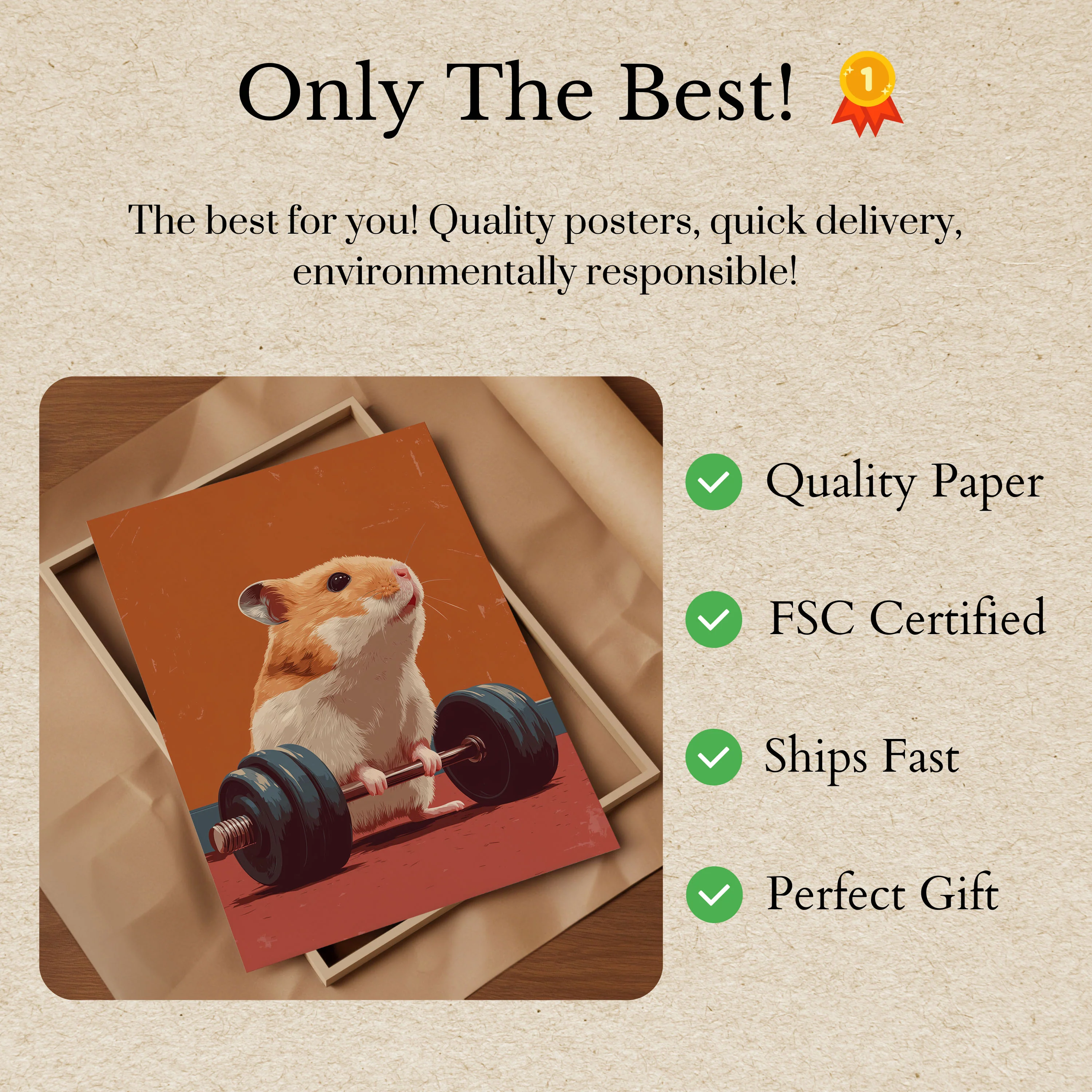 Fitness Hamster Lifting Weights Poster - Image 3
