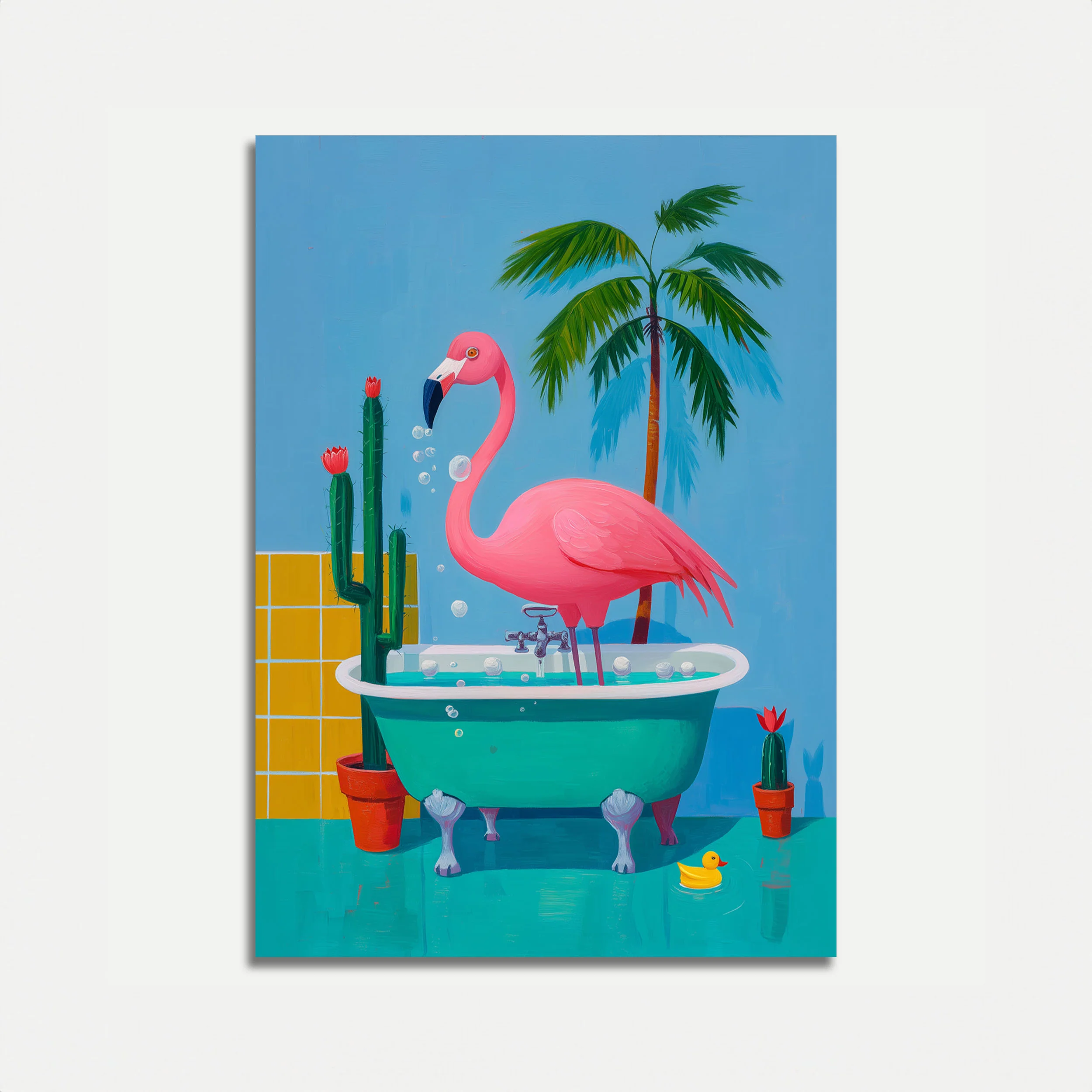 Flamingo Bath Time Poster