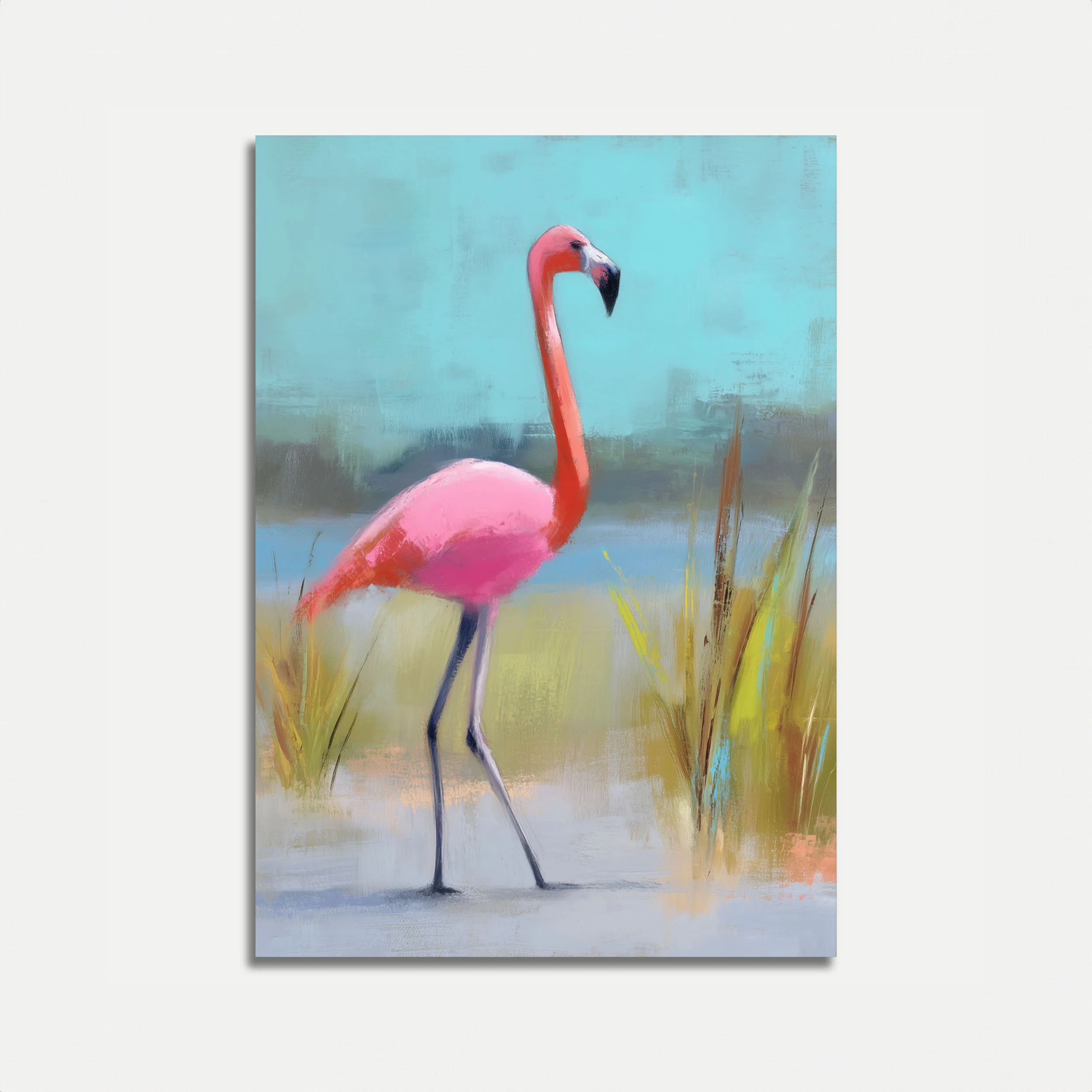 Flamingo in Soft Landscape Poster