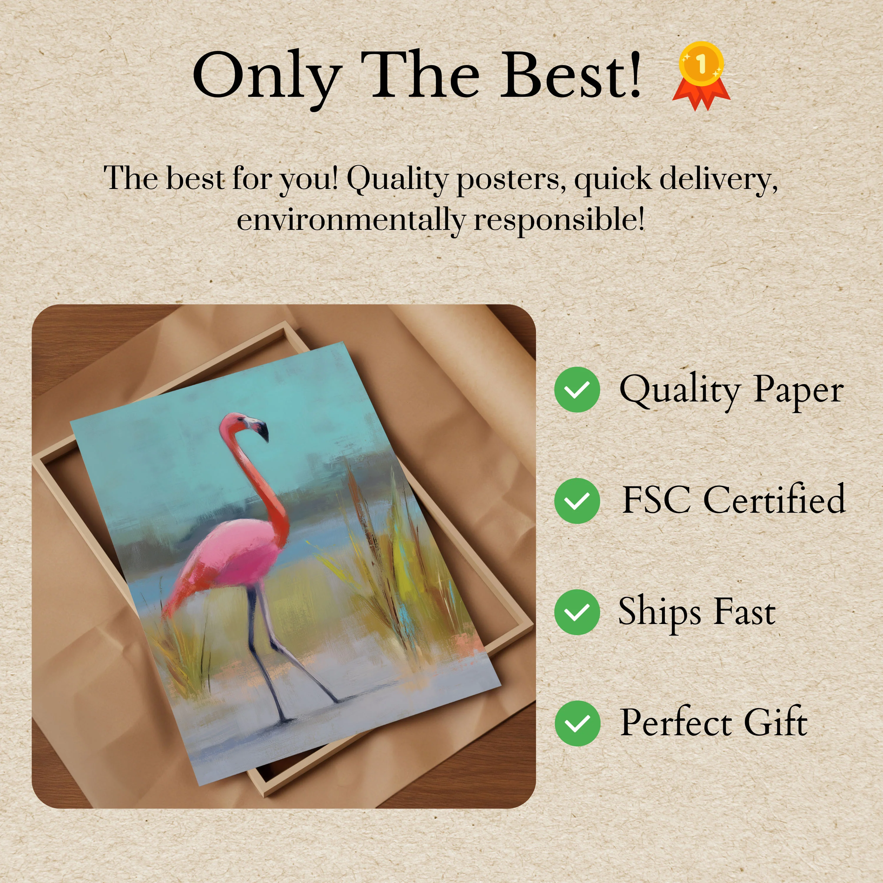 Flamingo in Soft Landscape Poster - Image 3