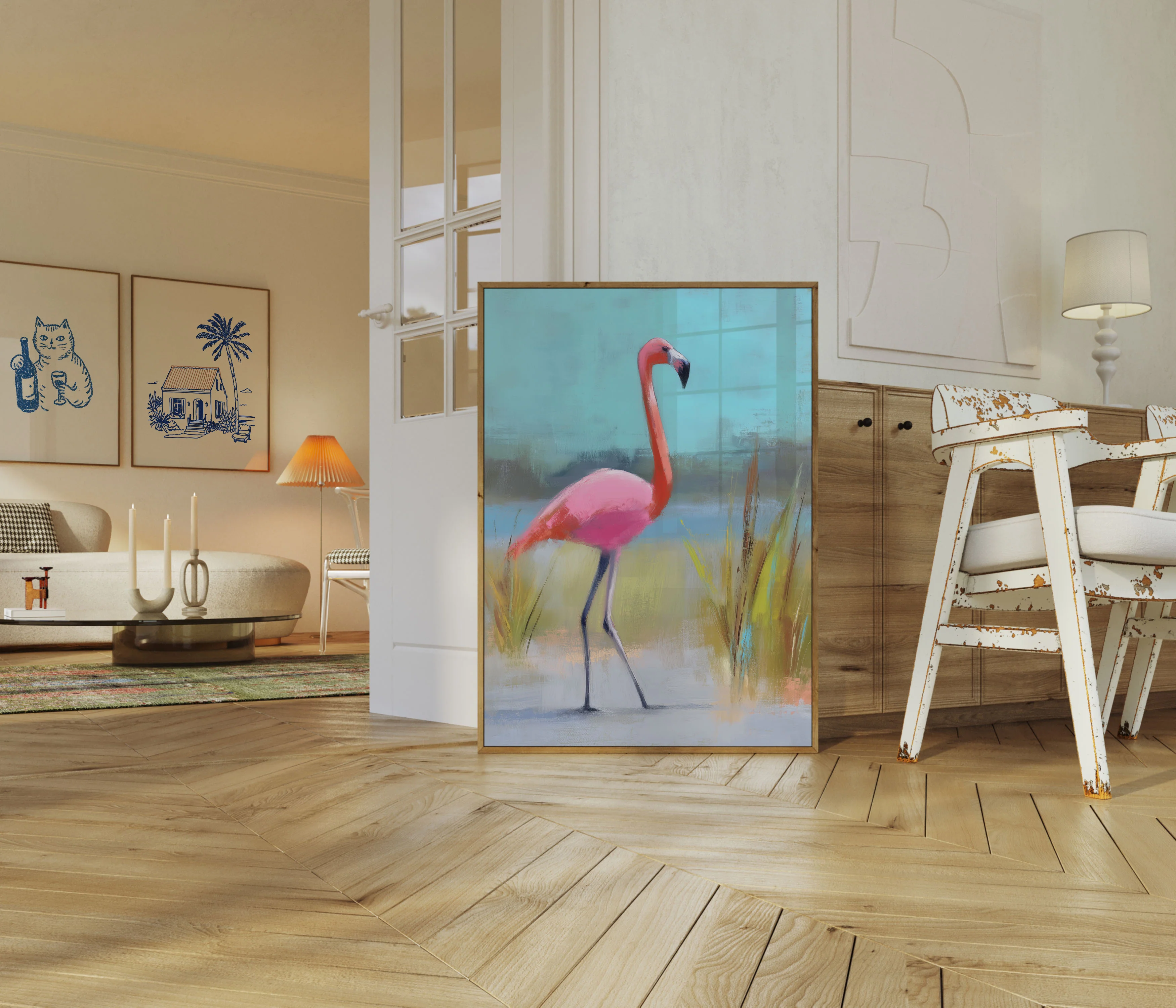 Flamingo in Soft Landscape Poster - Image 5