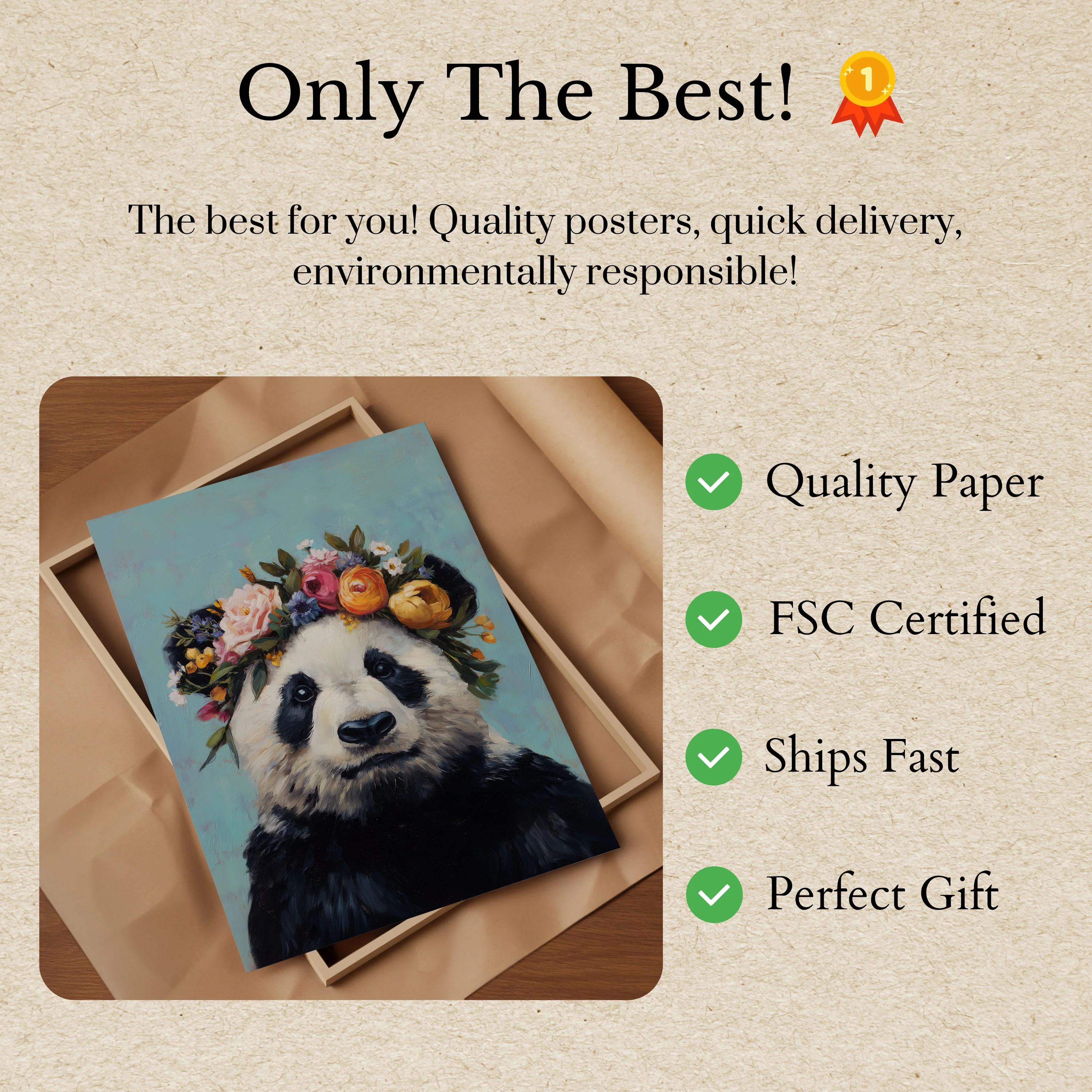 Floral Crown Panda Poster - Image 3
