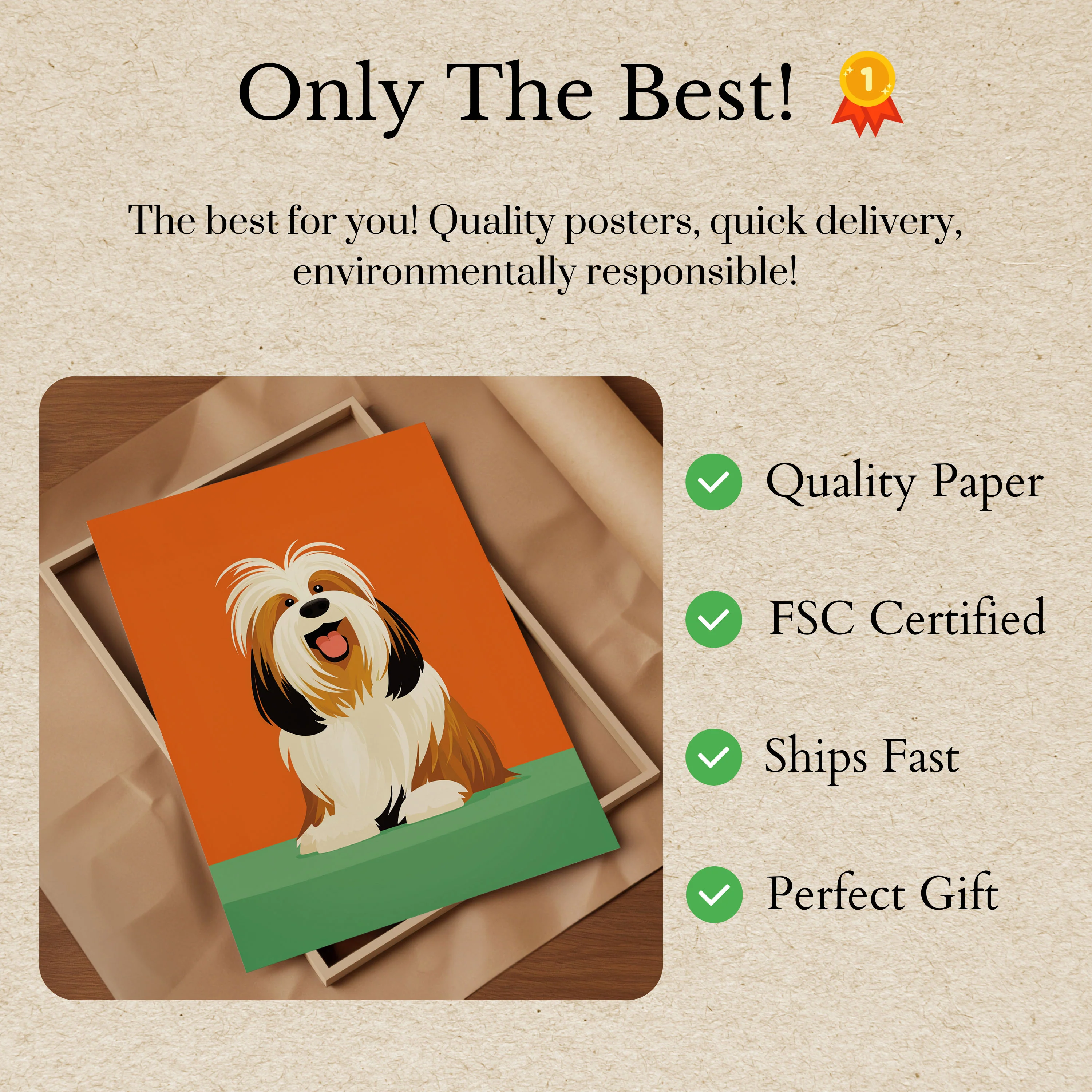 Fluffy Happy Shaggy Dog Poster - Image 3