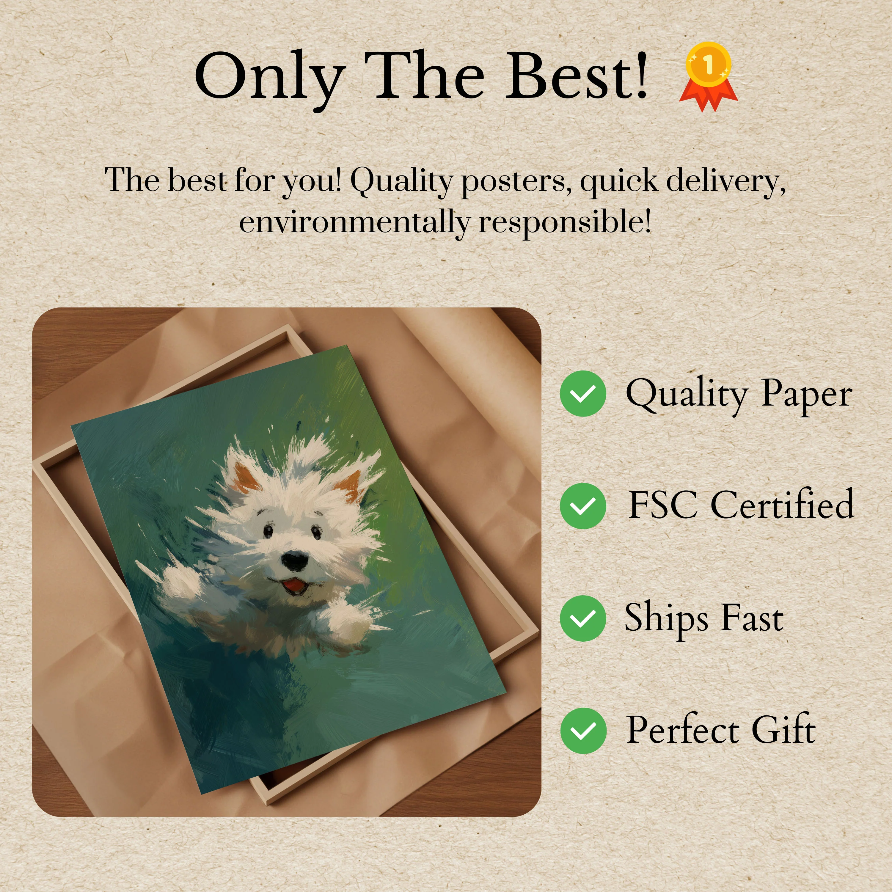 Fluffy White Puppy Poster - Image 3