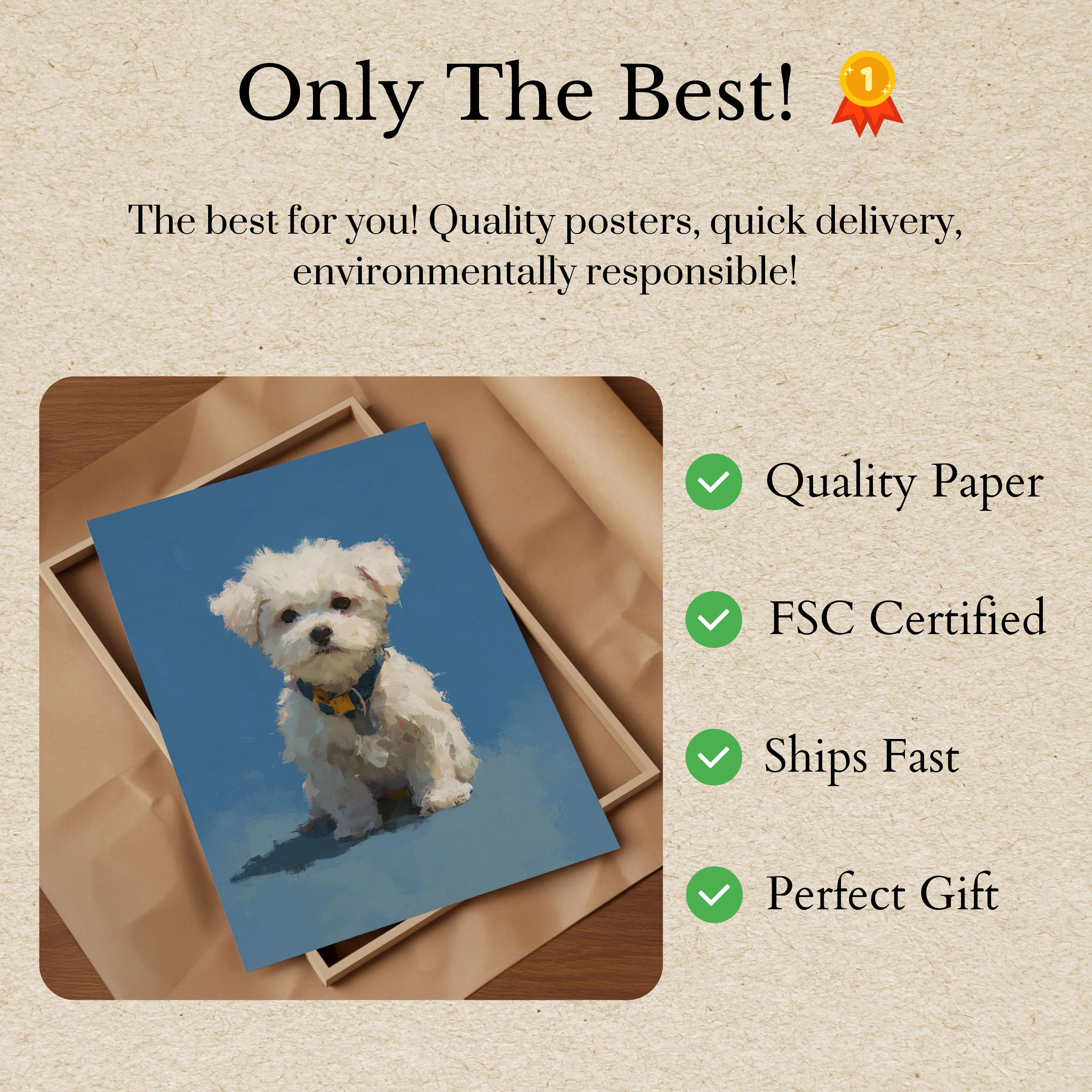 Fluffy White Puppy Poster - Image 3