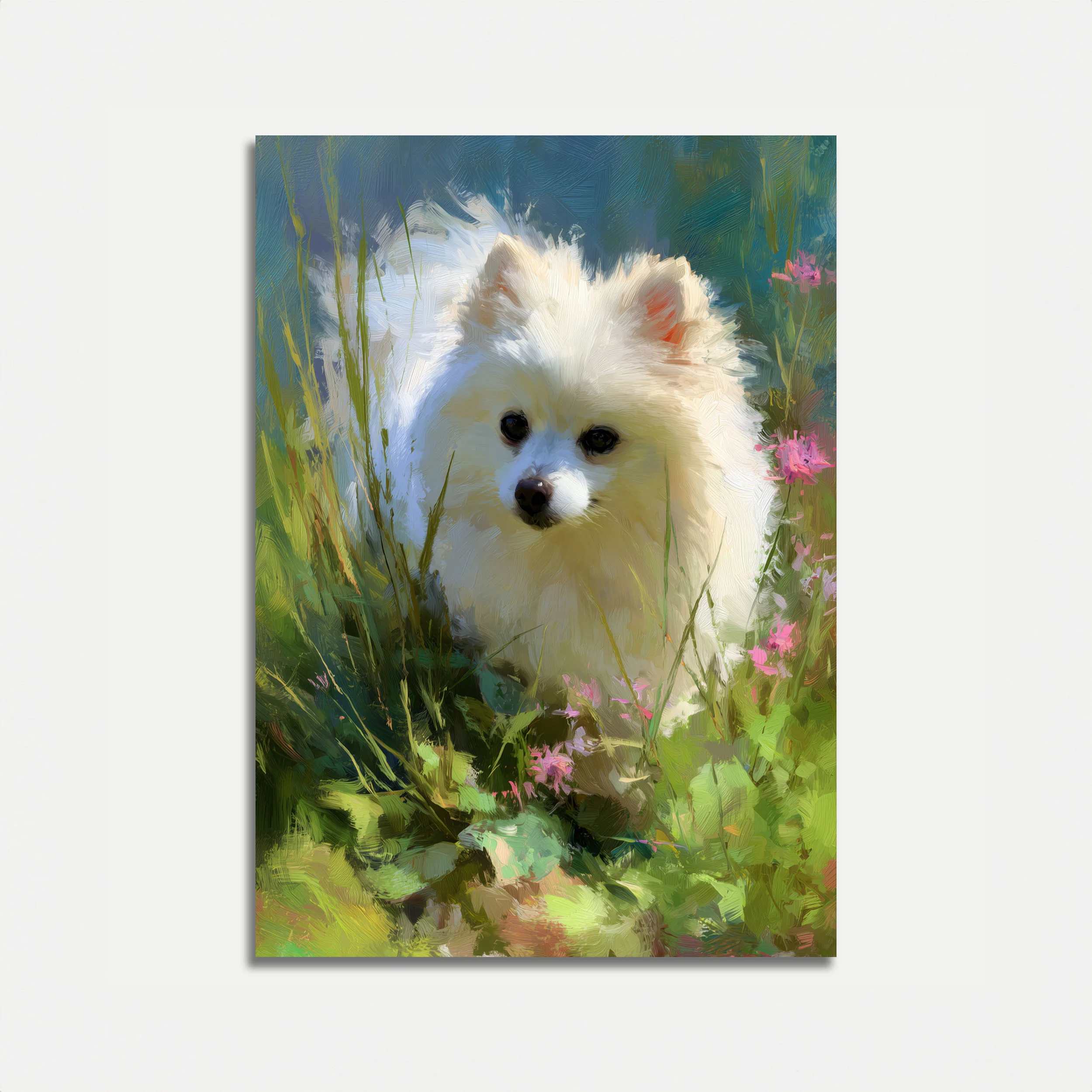 Fluffy White Puppy Poster