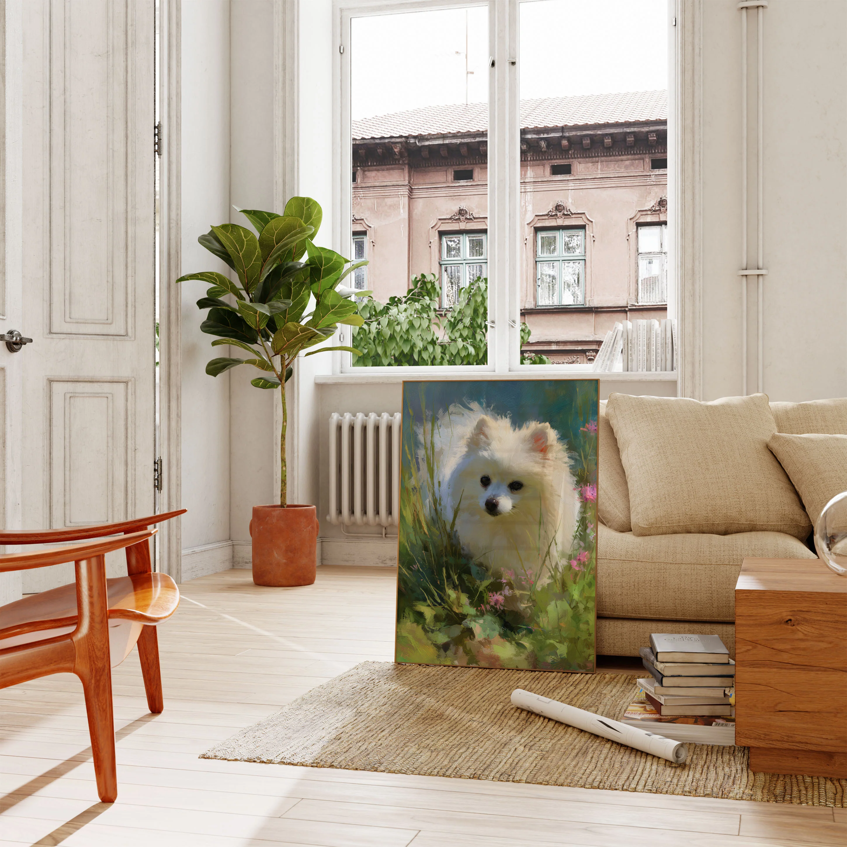 Fluffy White Puppy Poster - Image 2