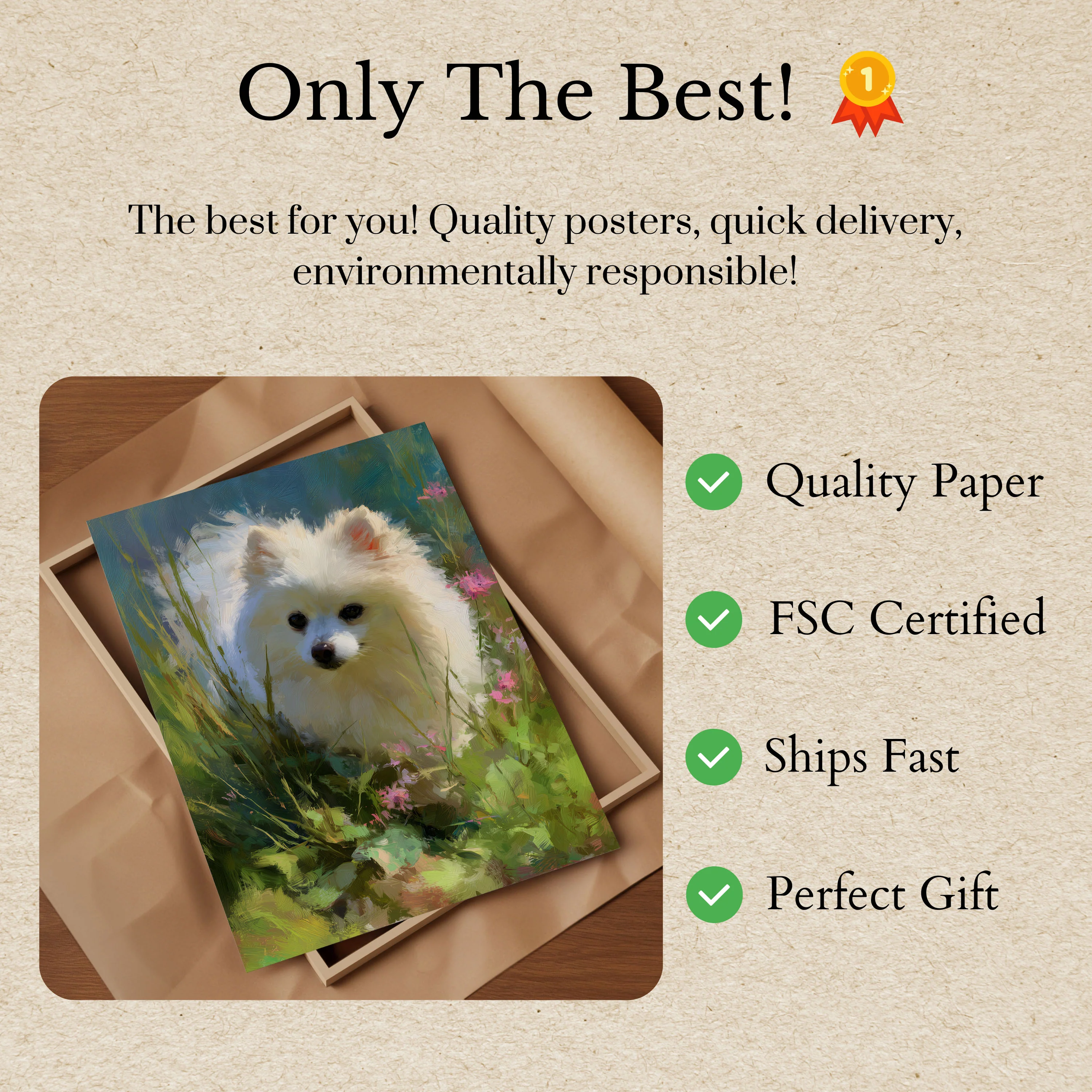 Fluffy White Puppy Poster - Image 3