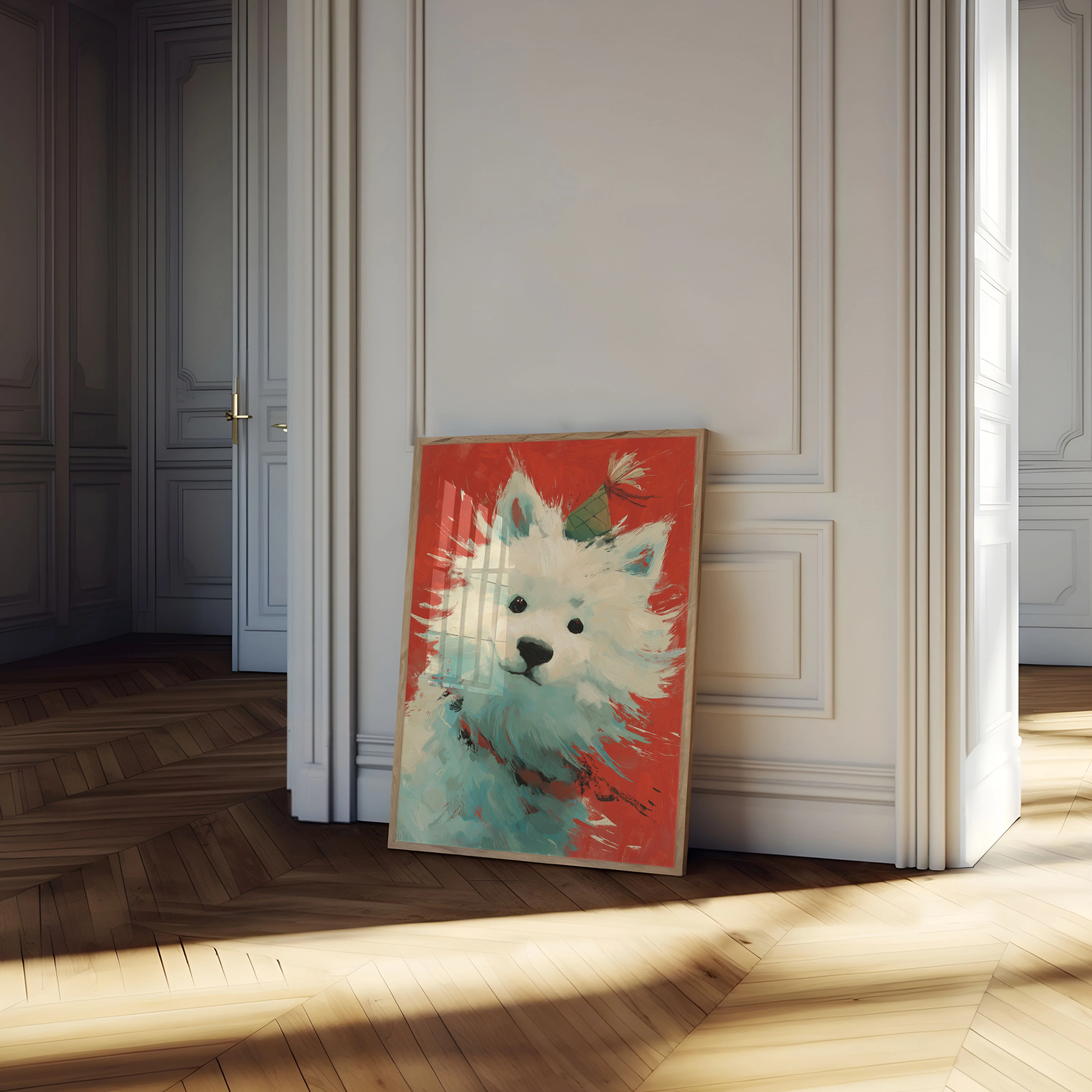 Fluffy White Samoyed Portrait Poster - Image 4