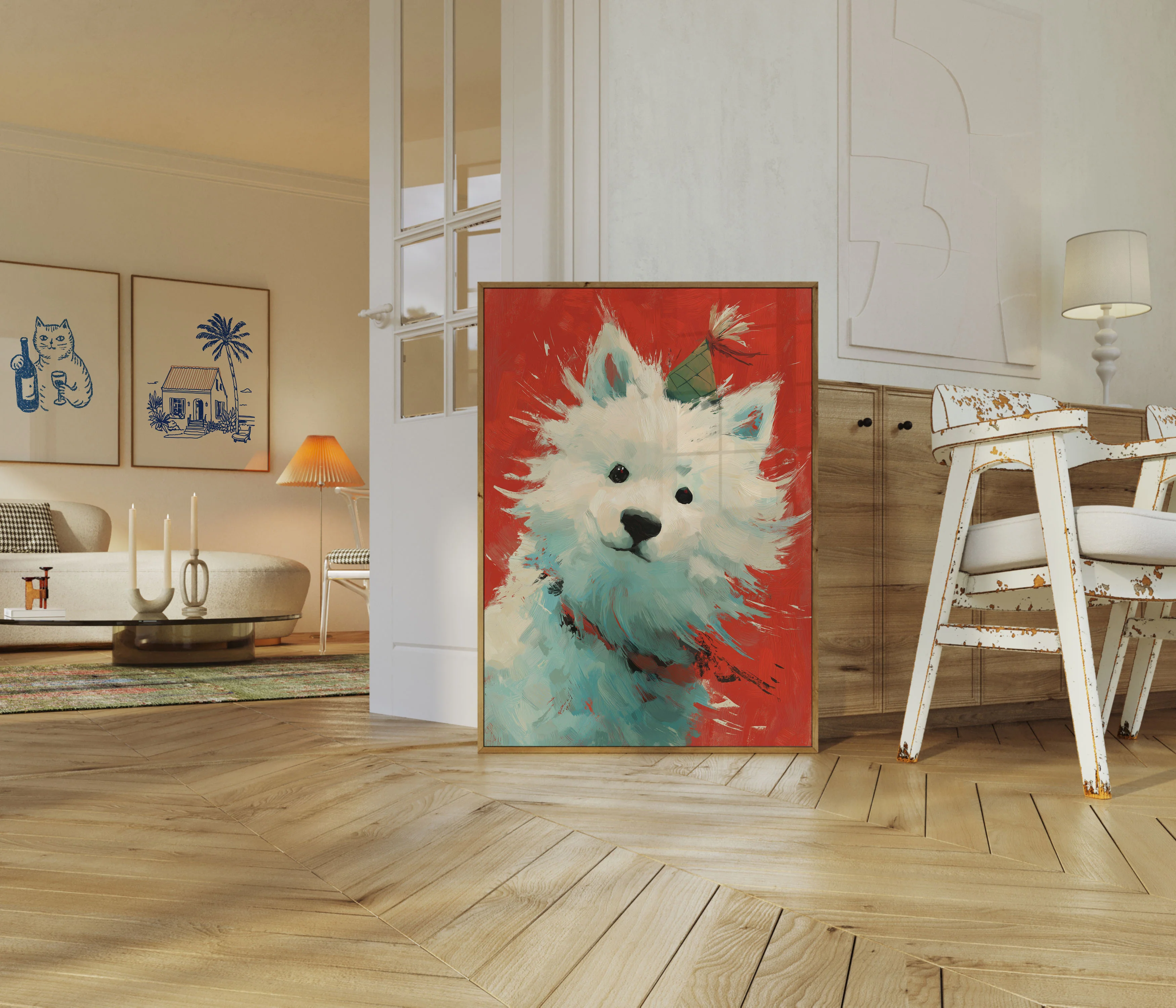 Fluffy White Samoyed Portrait Poster - Image 5