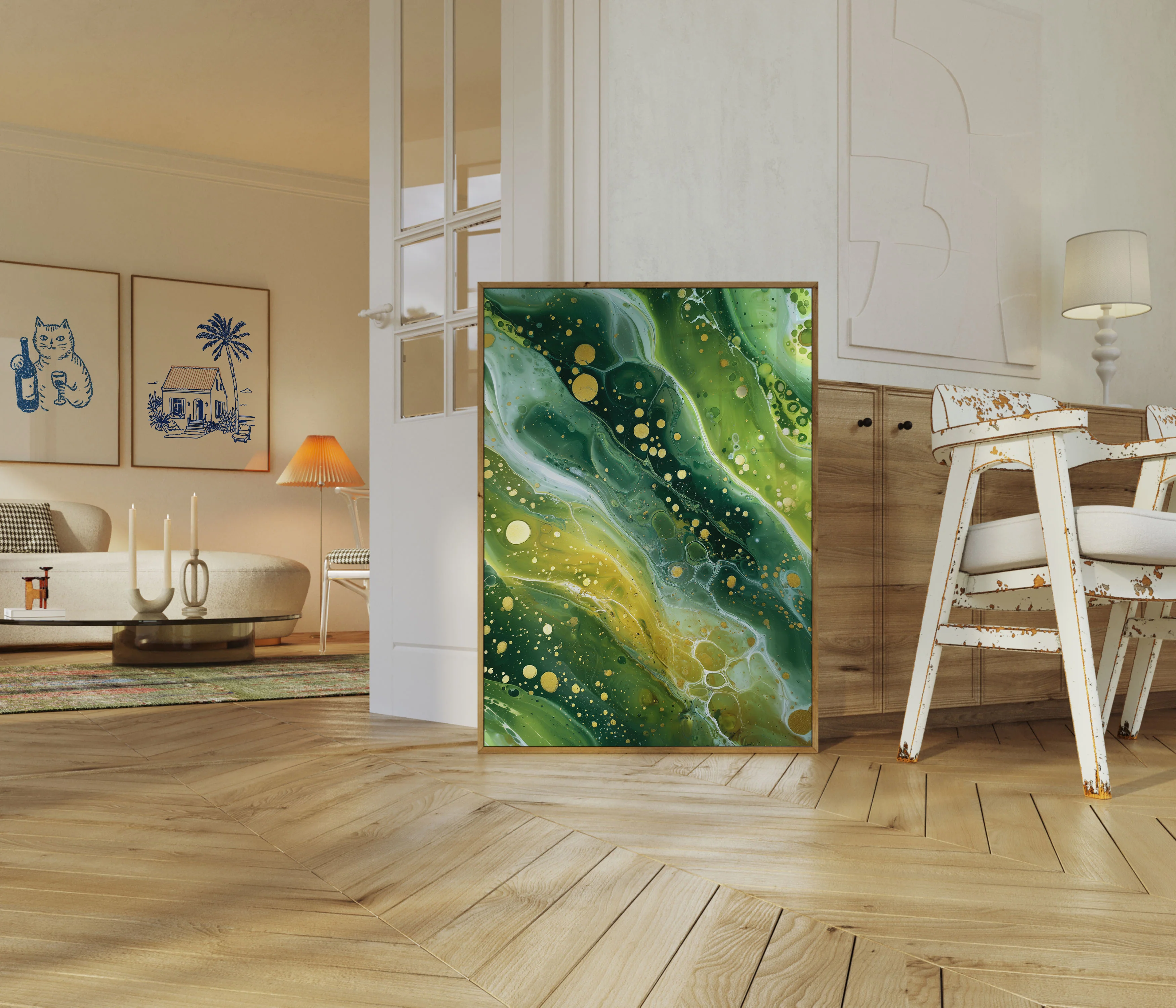 Fluid Abstract Green Gold Poster - Image 5