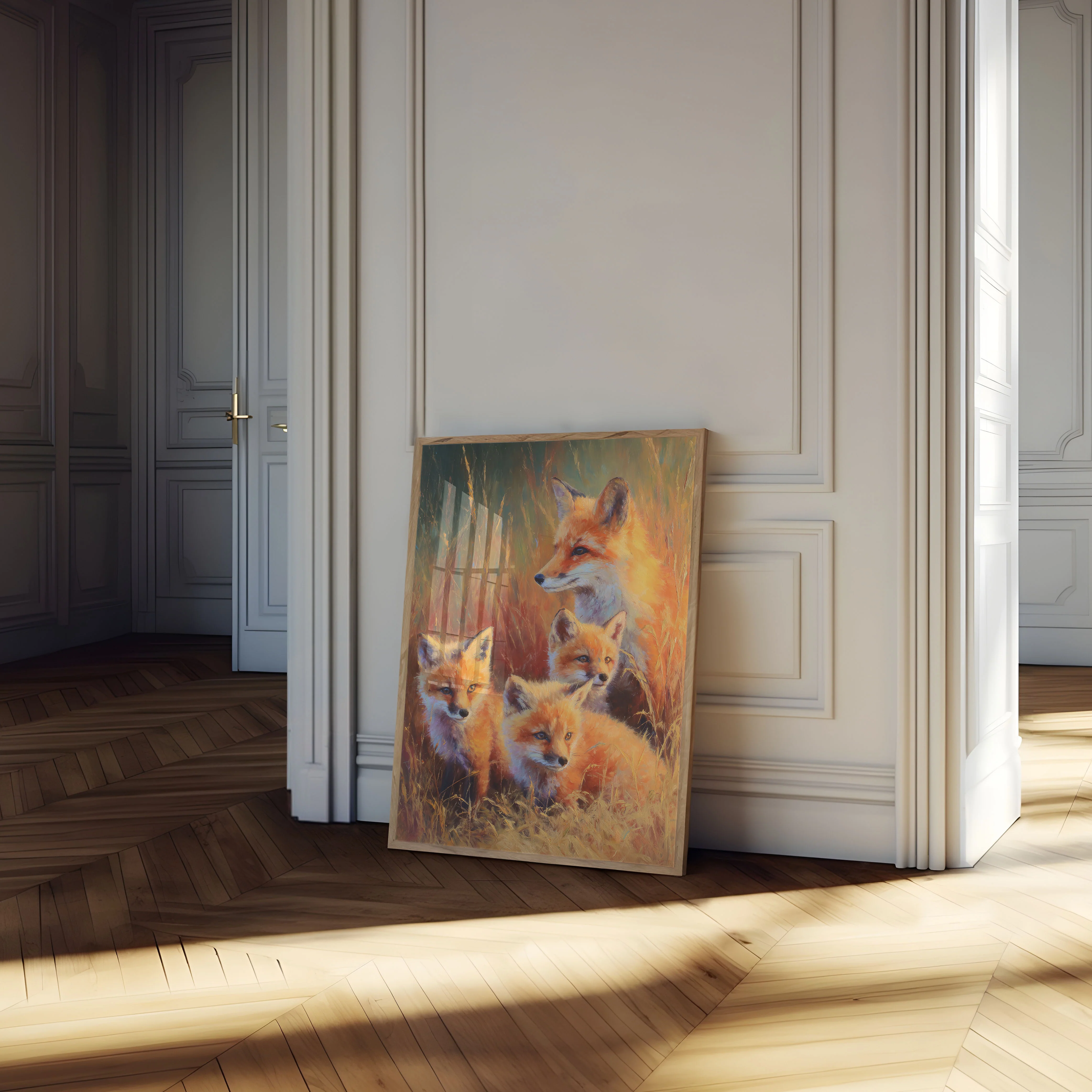 Fox Family in Golden Fields Poster - Image 4