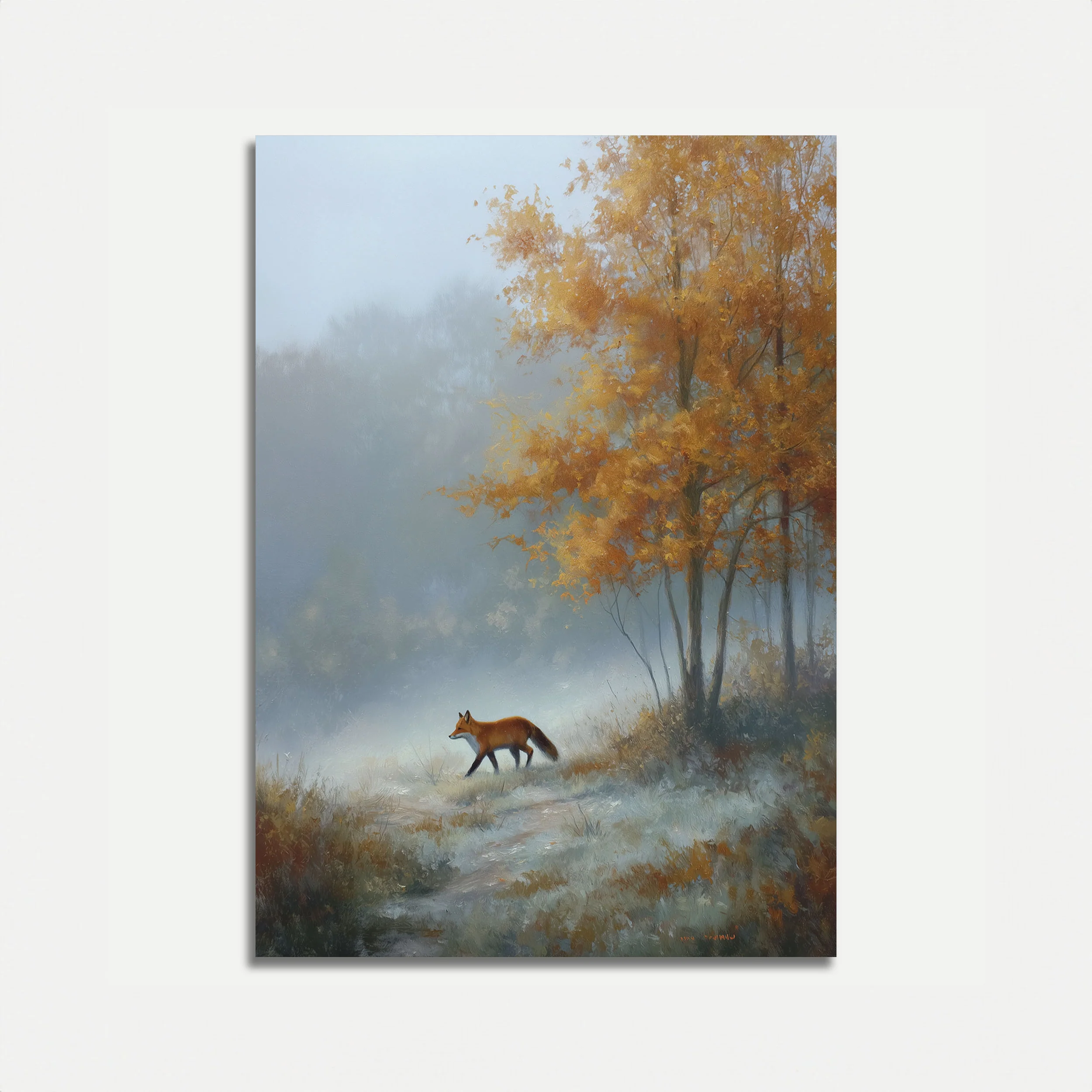 Fox in Autumn Mist Poster