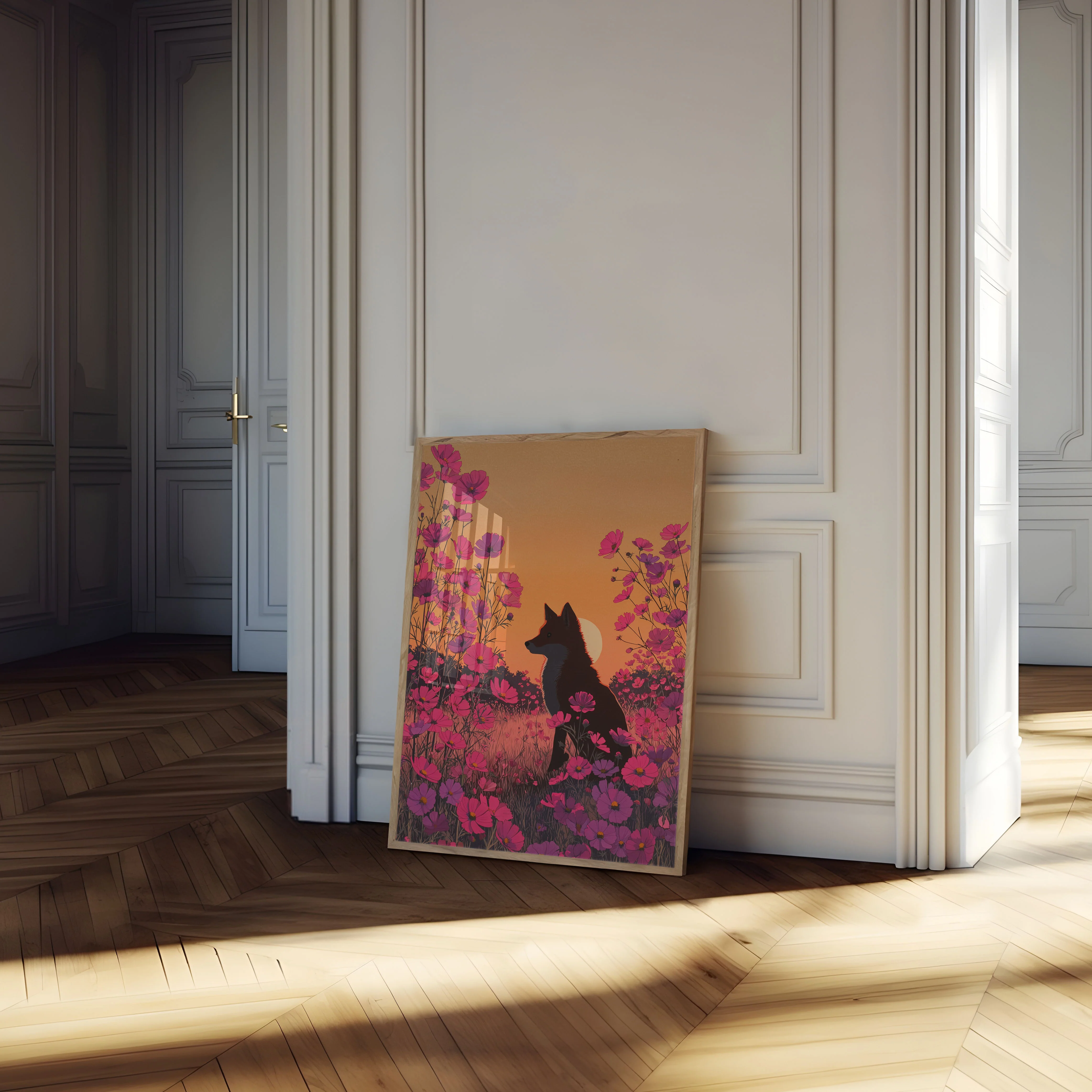 Fox in Cosmos Flowers Poster - Image 4