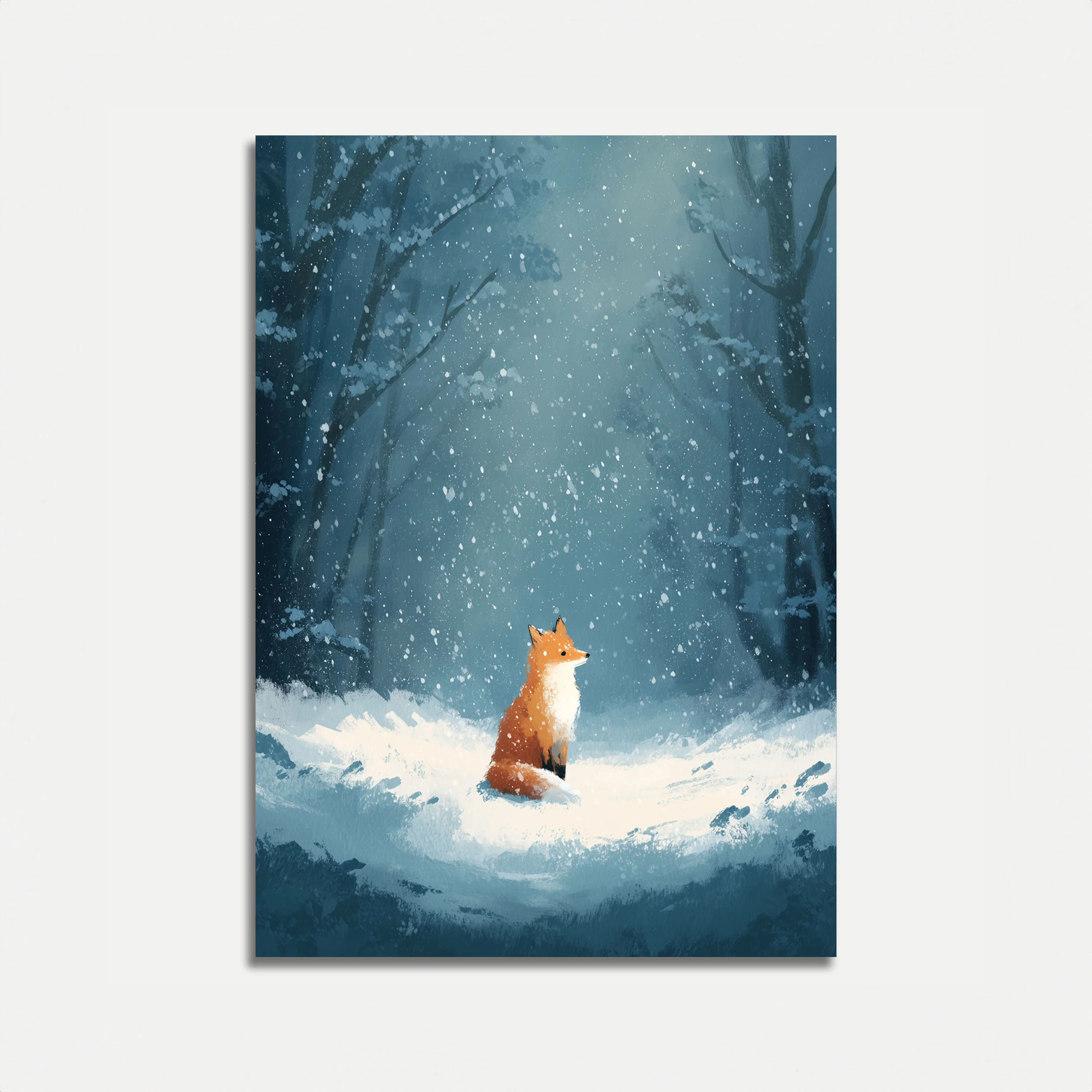 Fox in Winter Forest Poster