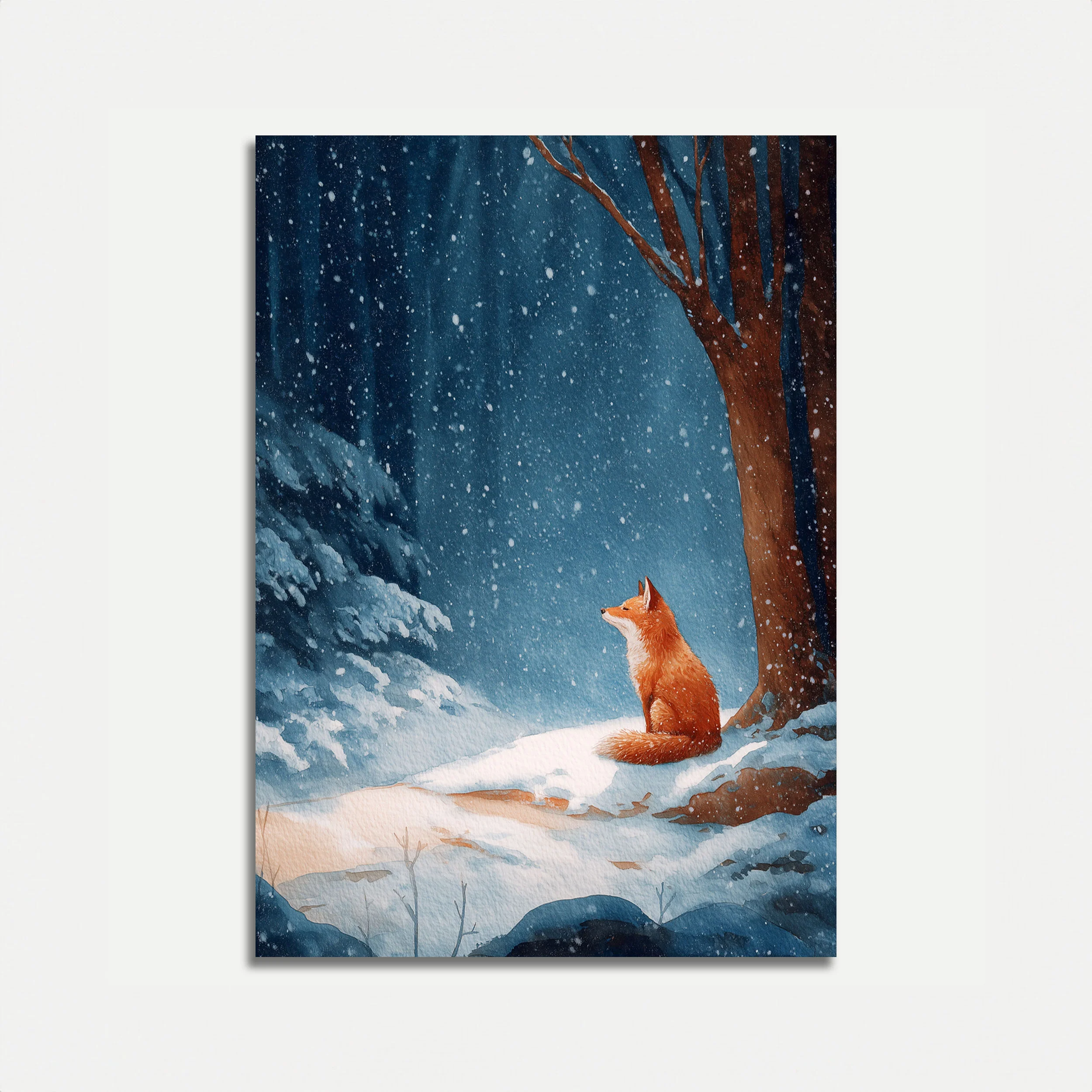 Fox in Winter Snowfall Poster