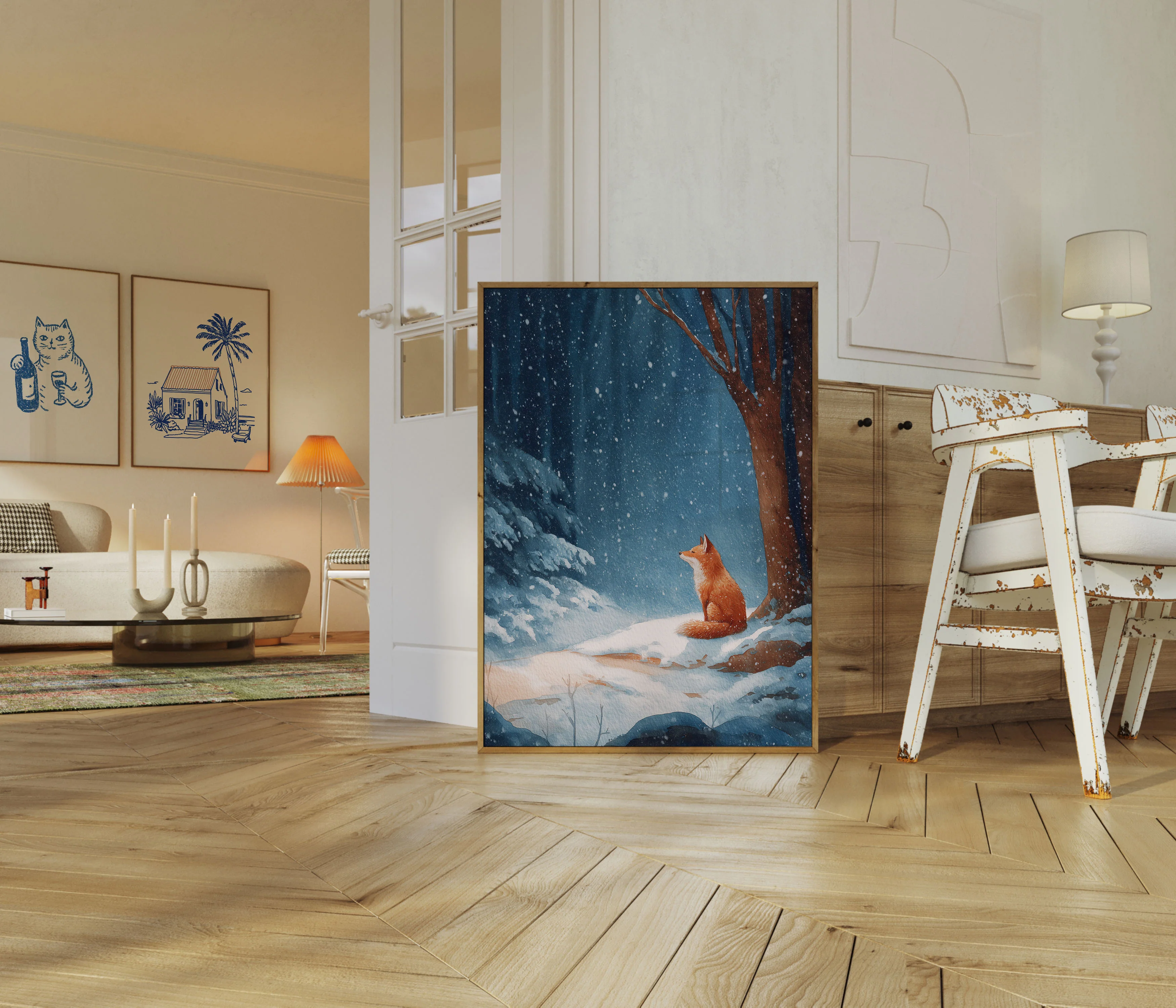 Fox in Winter Snowfall Poster - Image 5