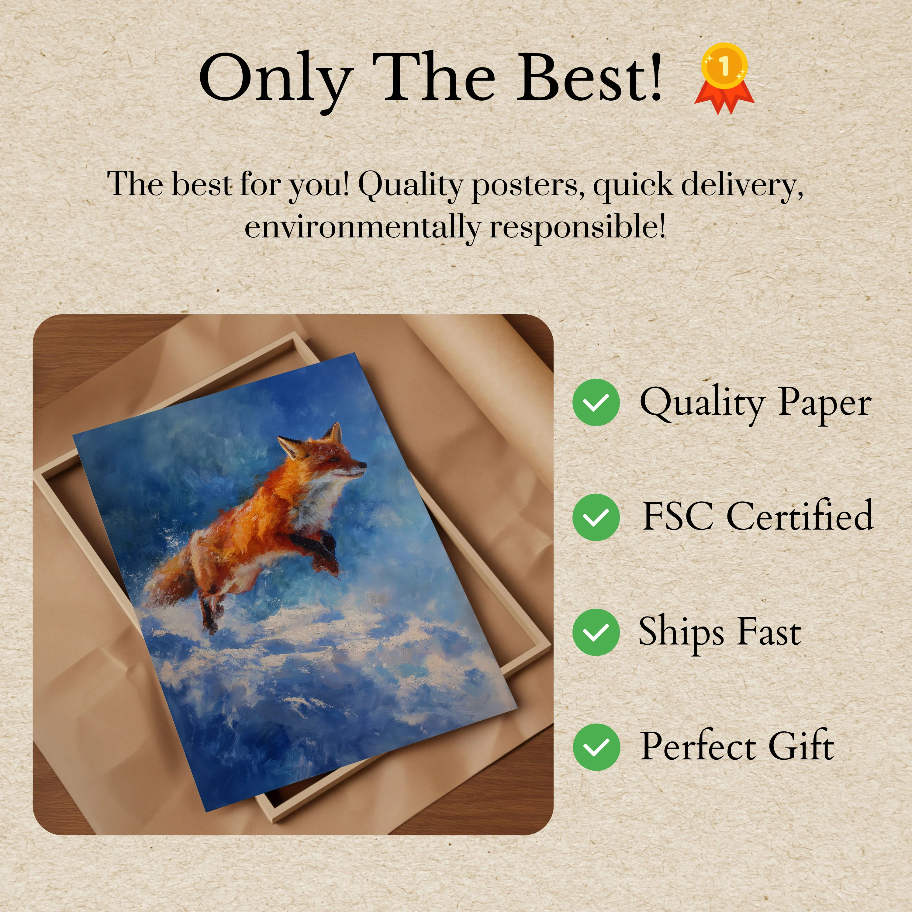 Fox Leaping Through Clouds Poster - Image 3