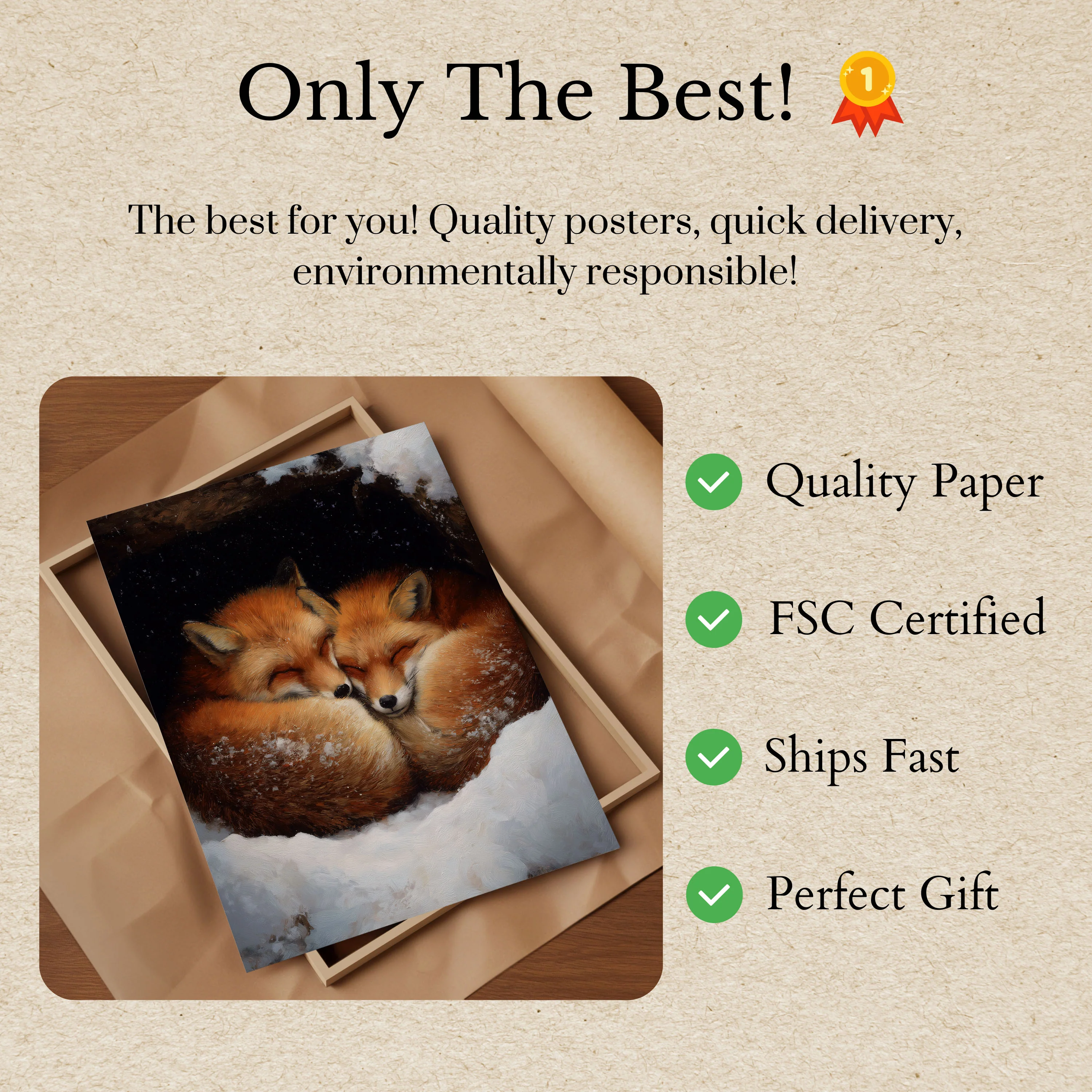 Foxes Cuddling in Snow Poster - Image 3