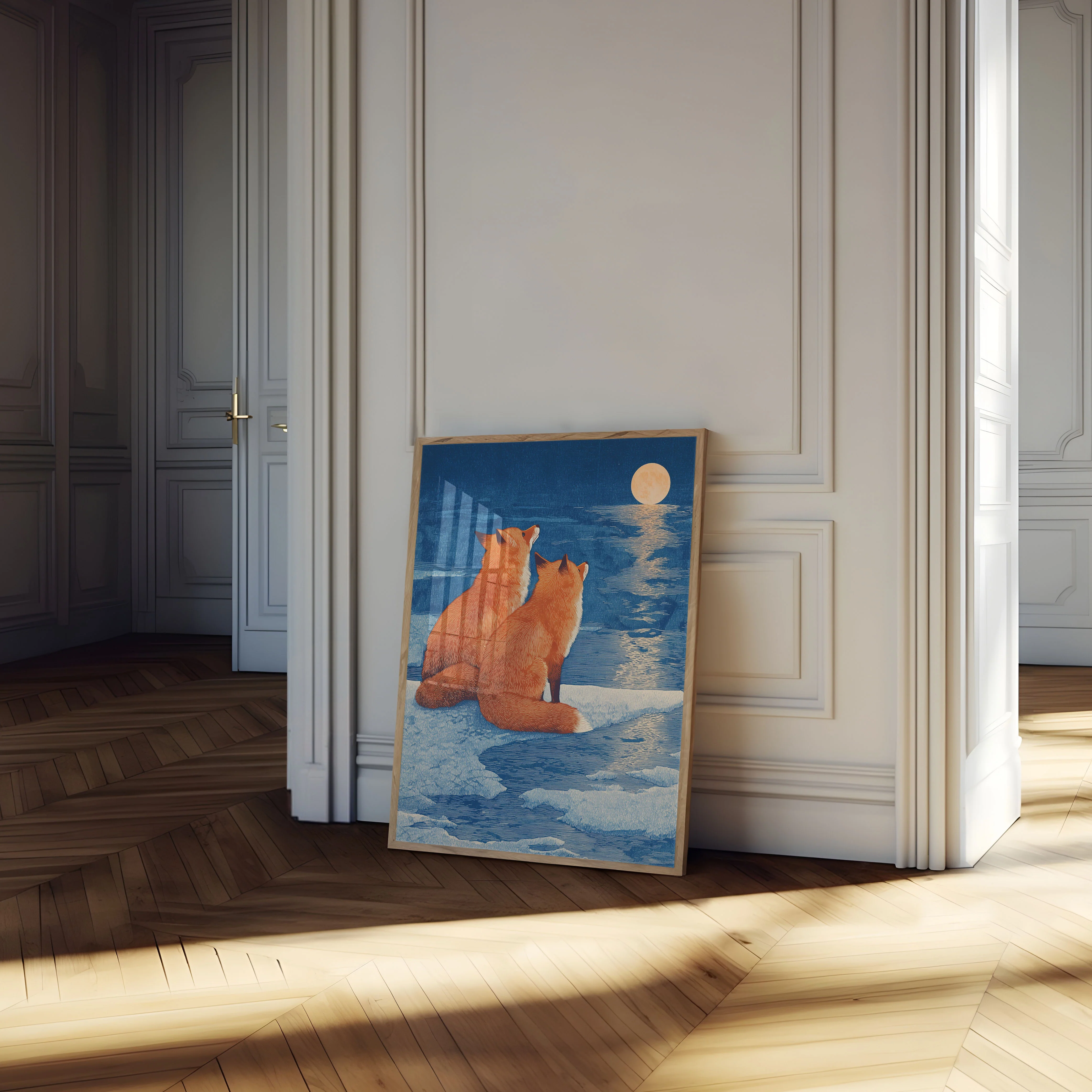 Foxes Gazing at Moonlight Poster - Image 4