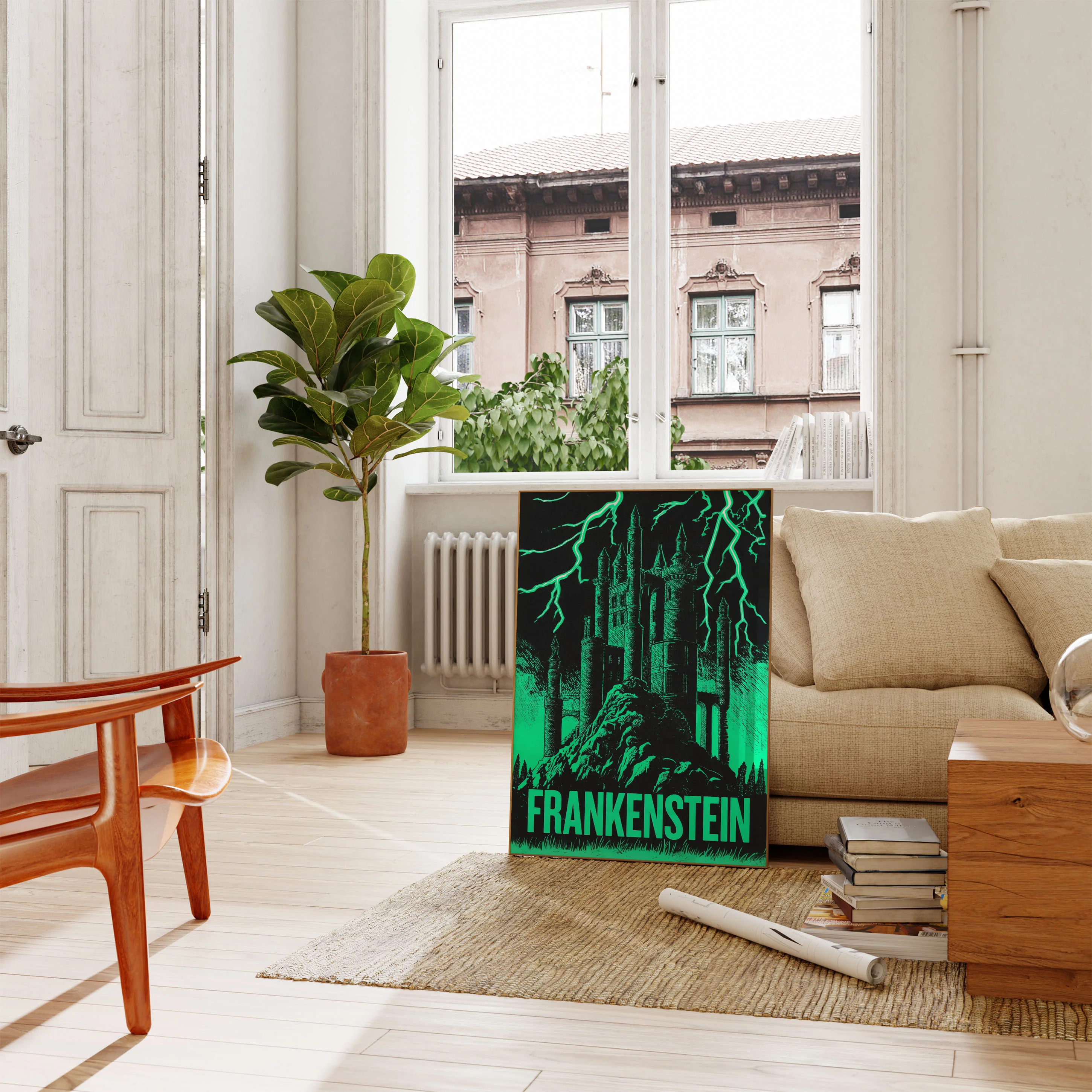 Frankenstein Castle Lightning Poster - Image 2