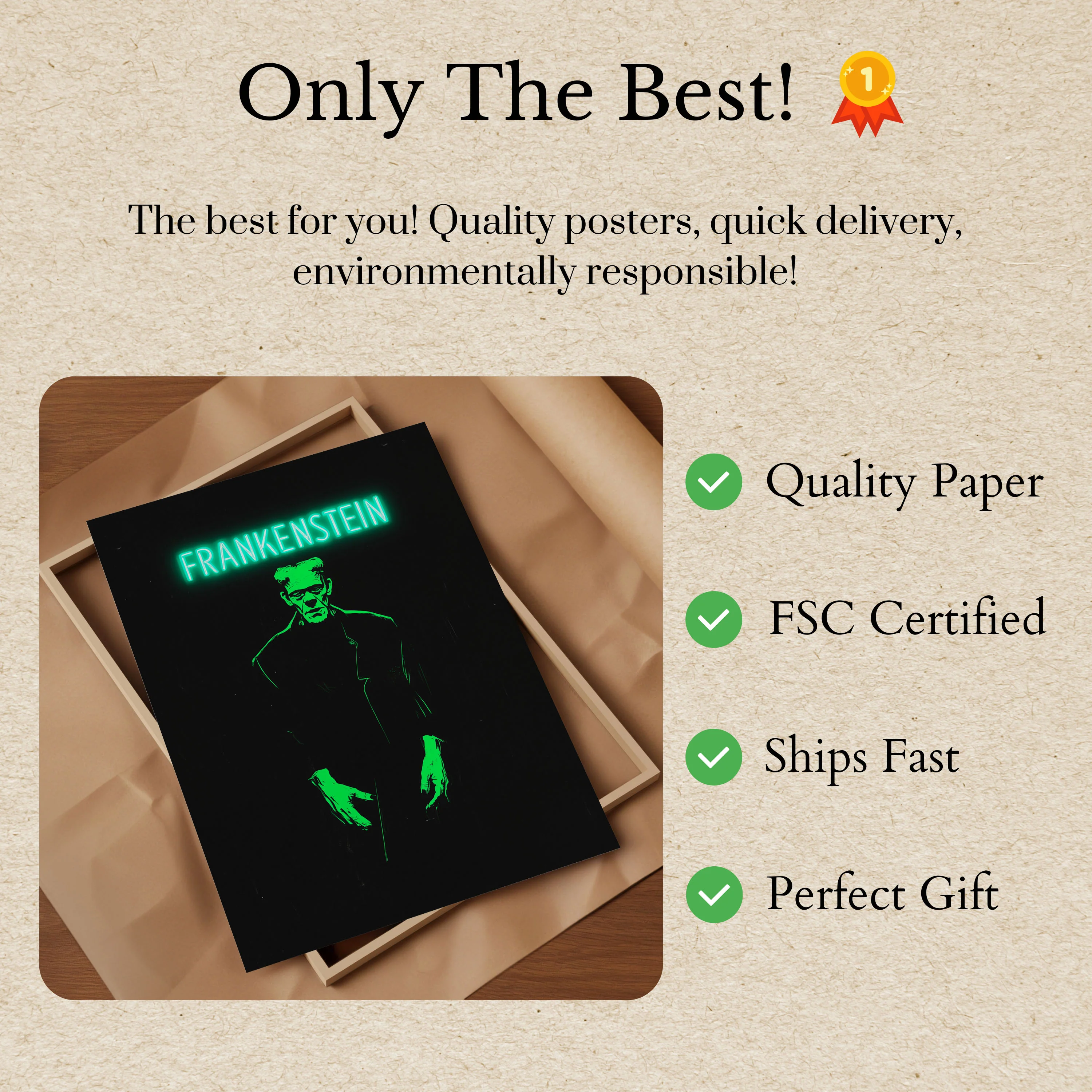 Frankenstein Monster Neon Poster - Image 3