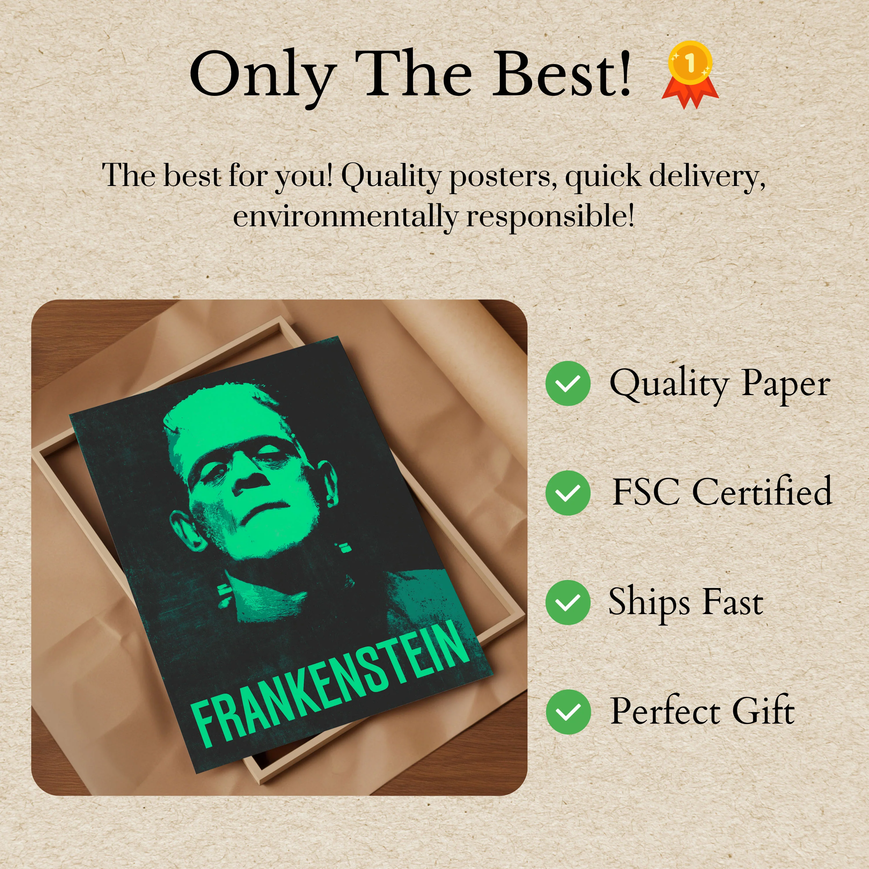 Frankenstein Monster Portrait Poster - Image 3