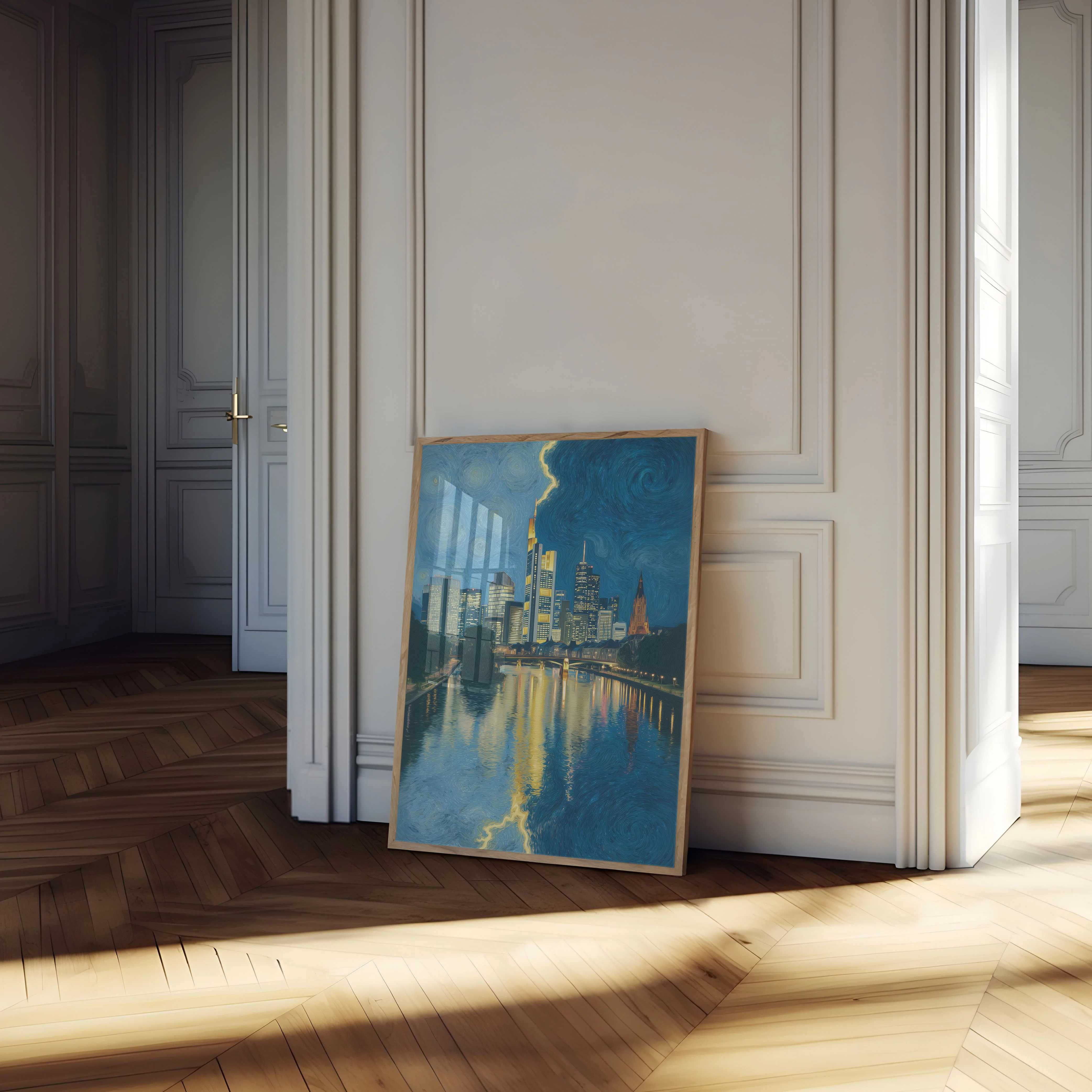 Frankfurt Starry Night Cityscape Poster - Image 4