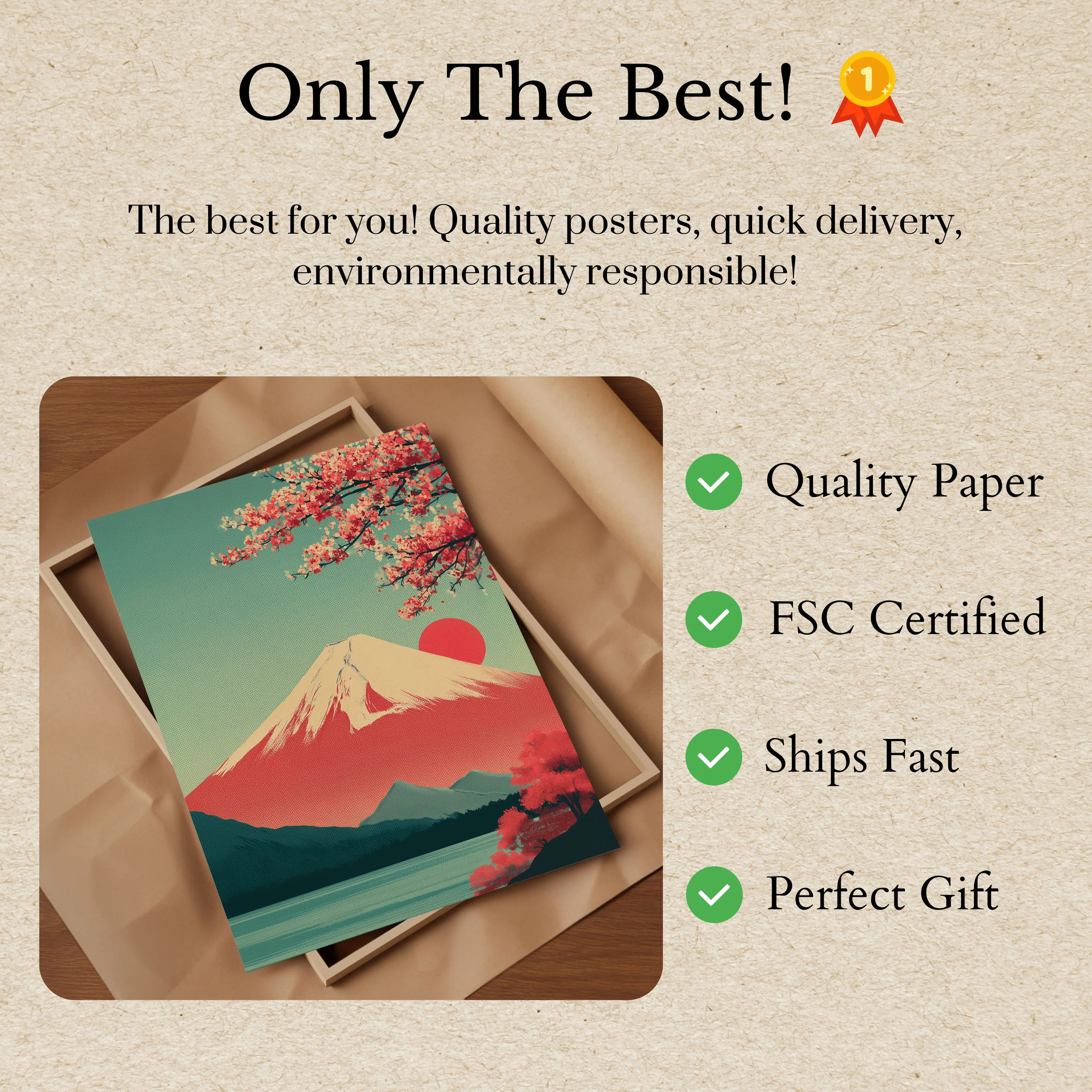 Fuji Cherry Blossom Landscape Poster - Image 3