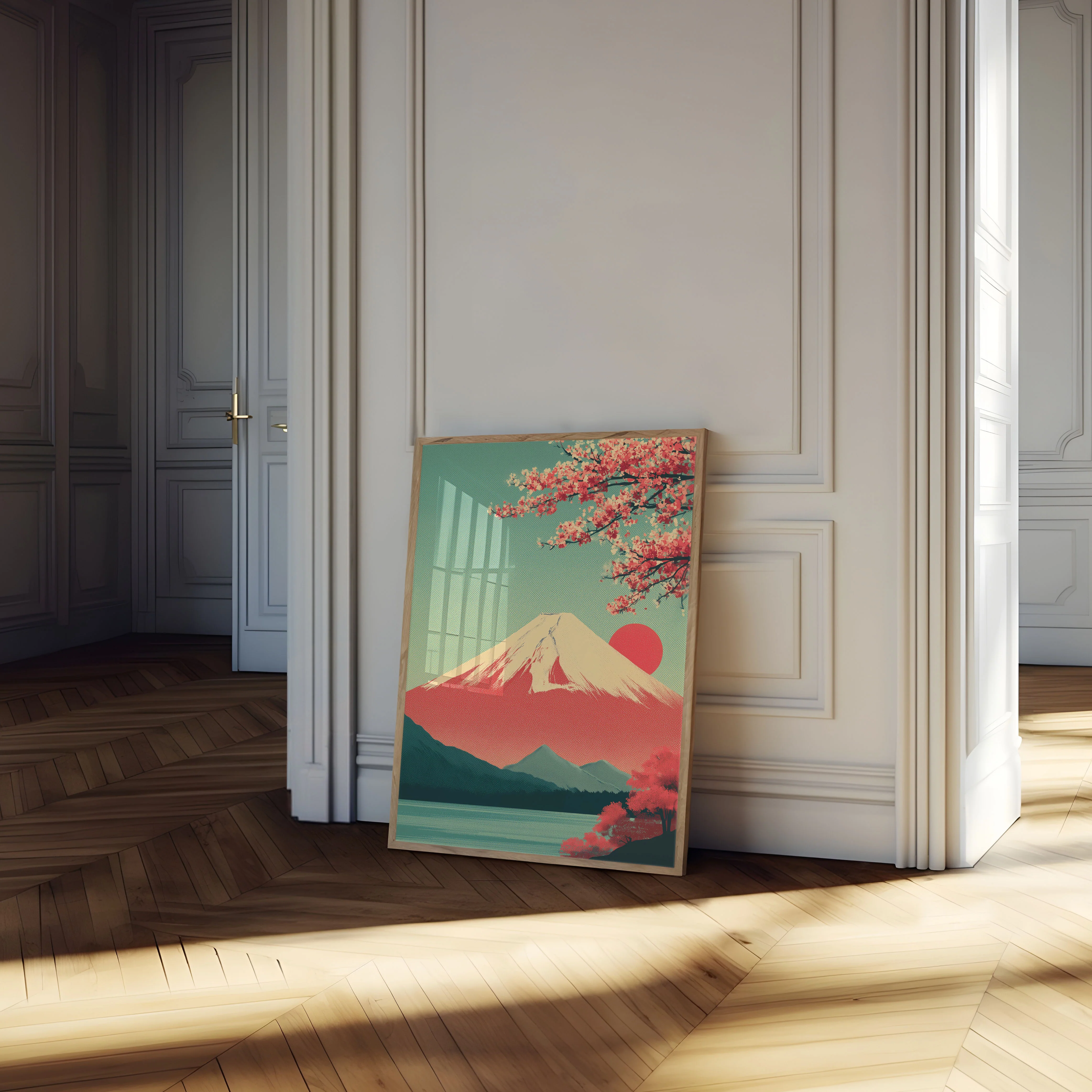 Fuji Cherry Blossom Landscape Poster - Image 4