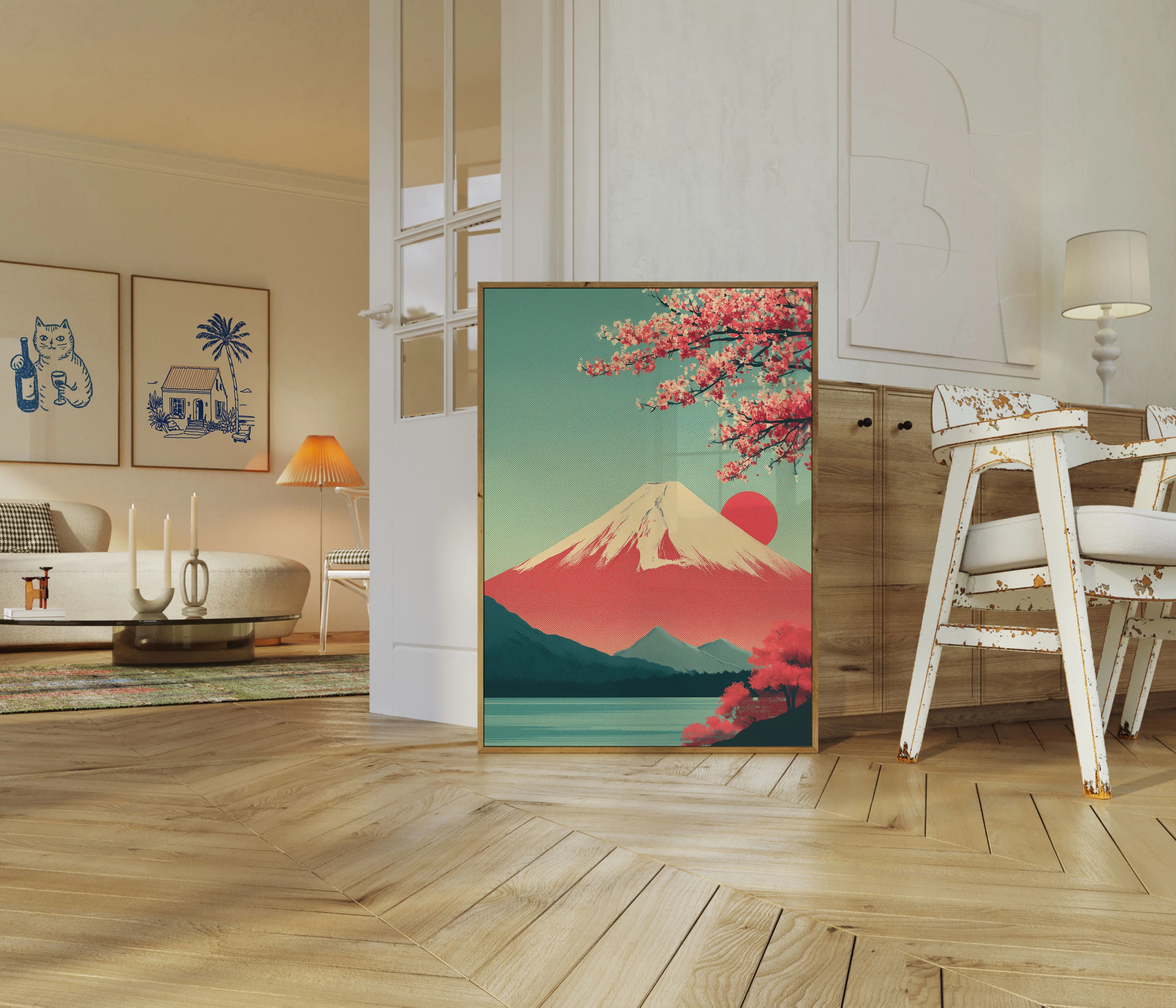 Fuji Cherry Blossom Landscape Poster - Image 5