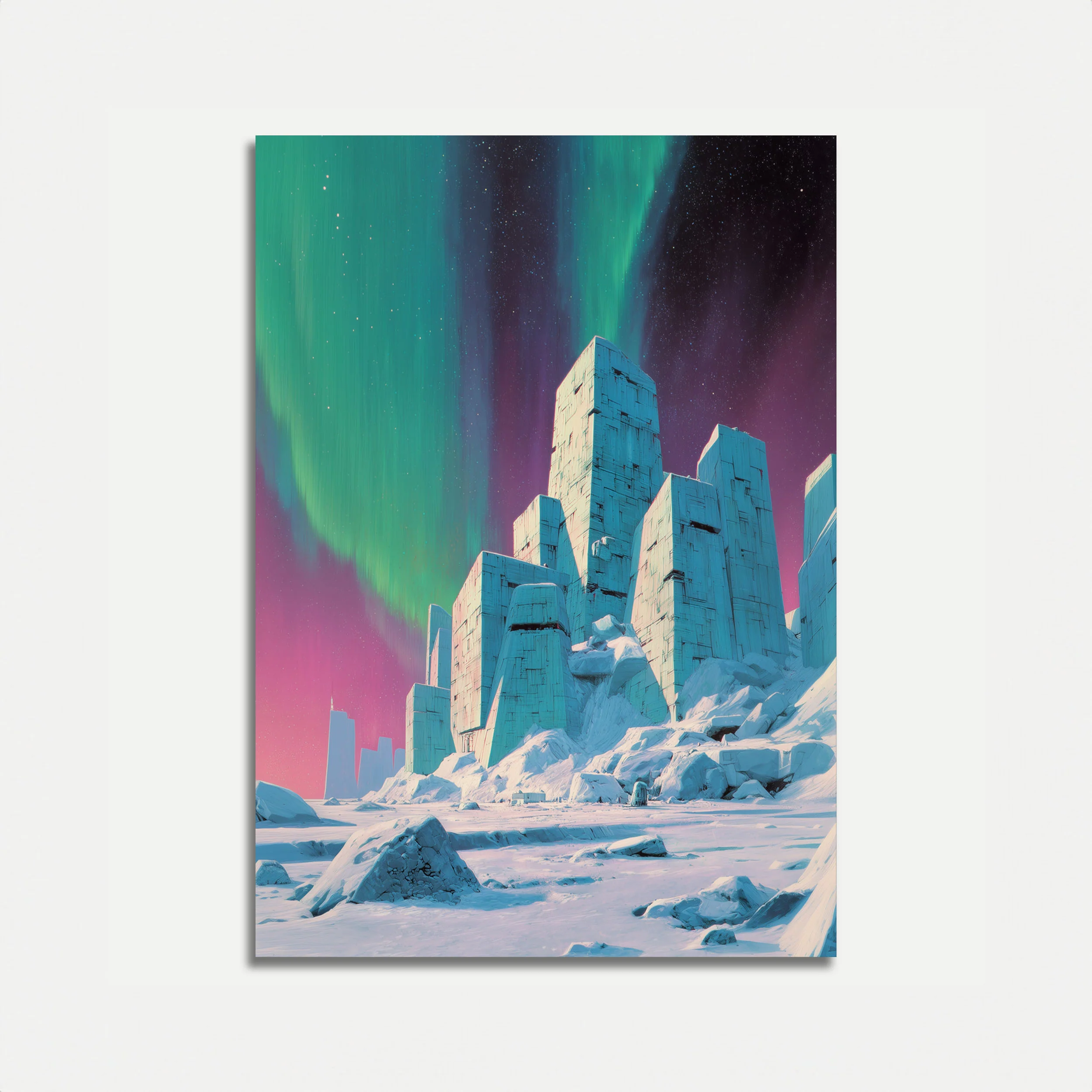 Futuristic Aurora City Poster