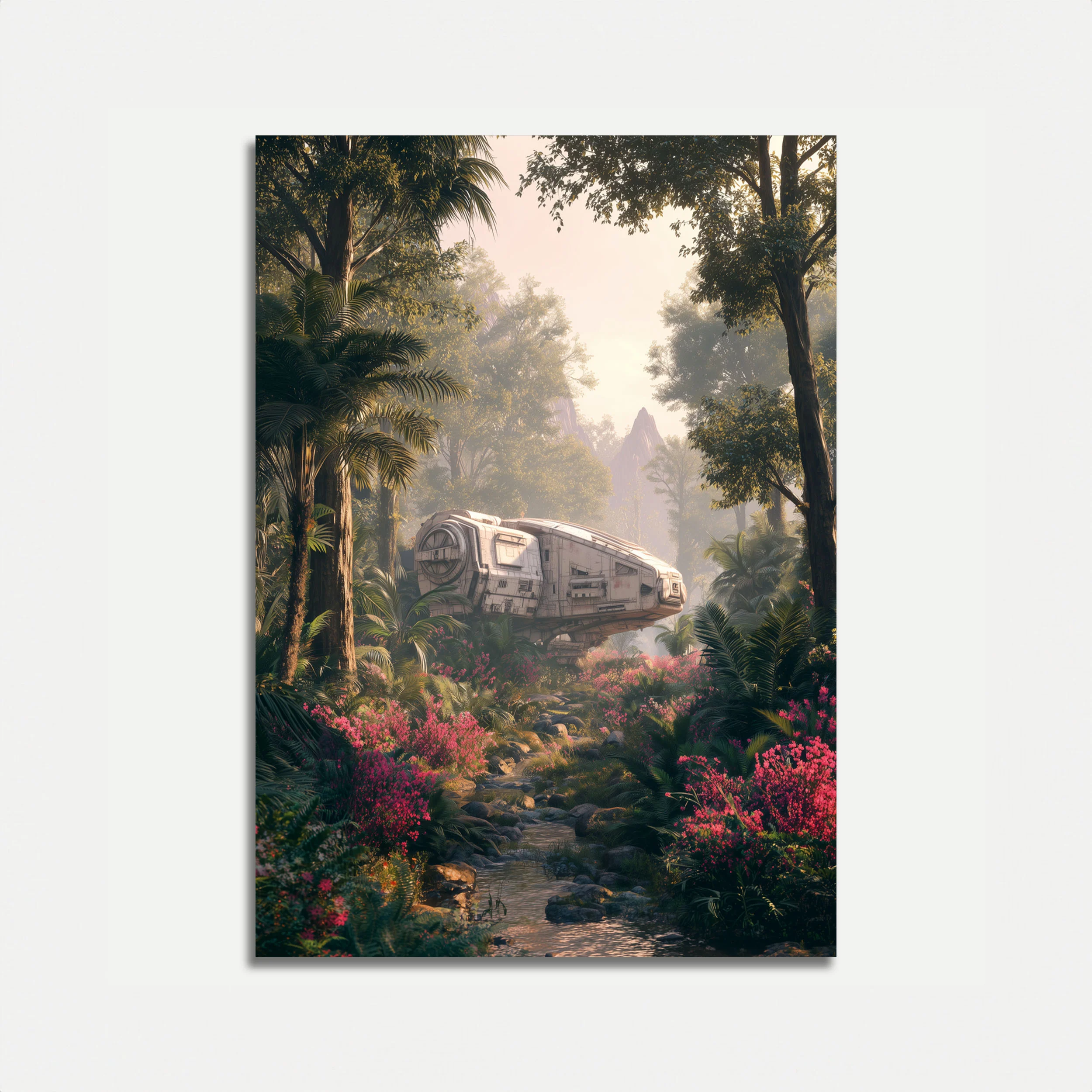 Futuristic Pod in Jungle Landscape Poster