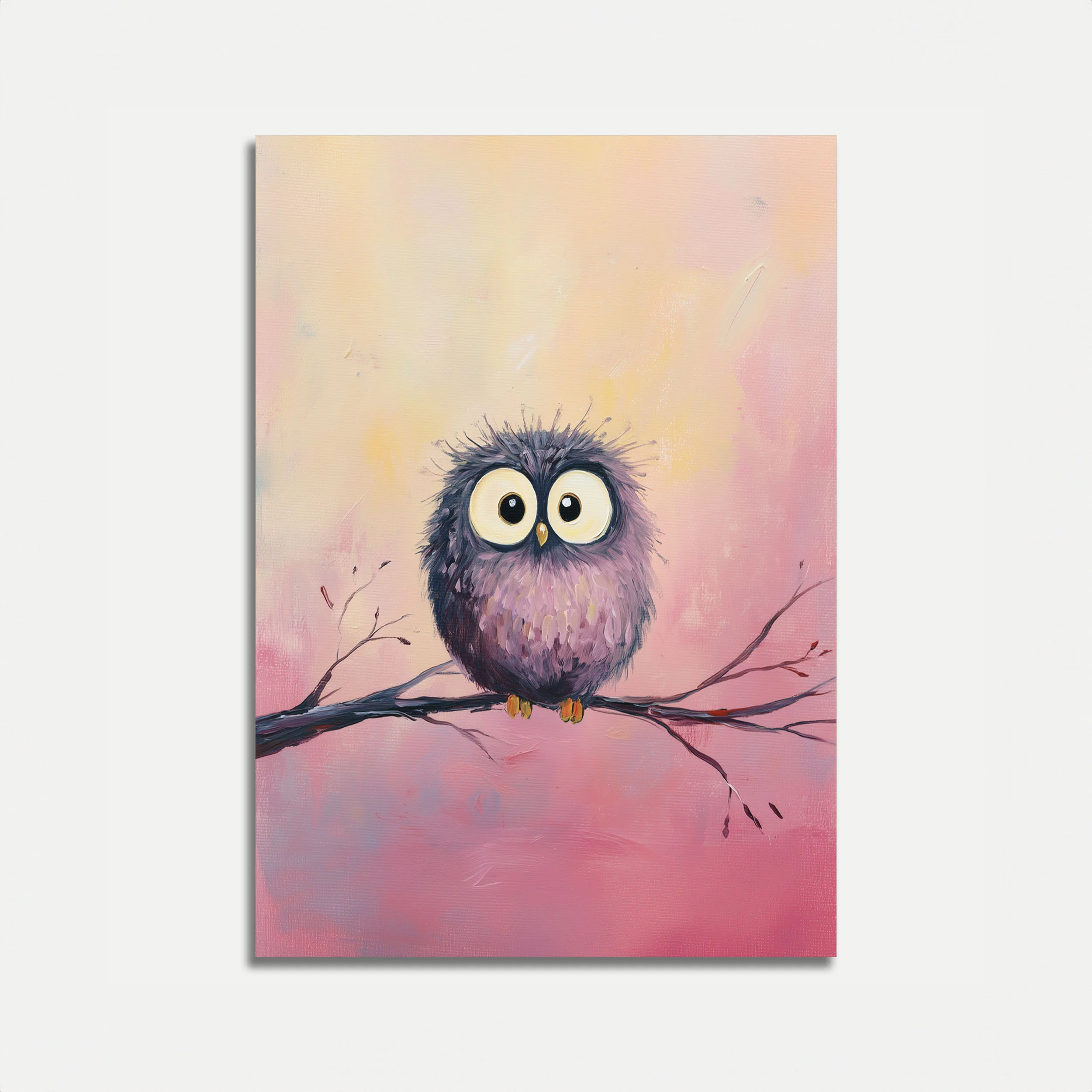 Fuzzy Owl on Branch Poster