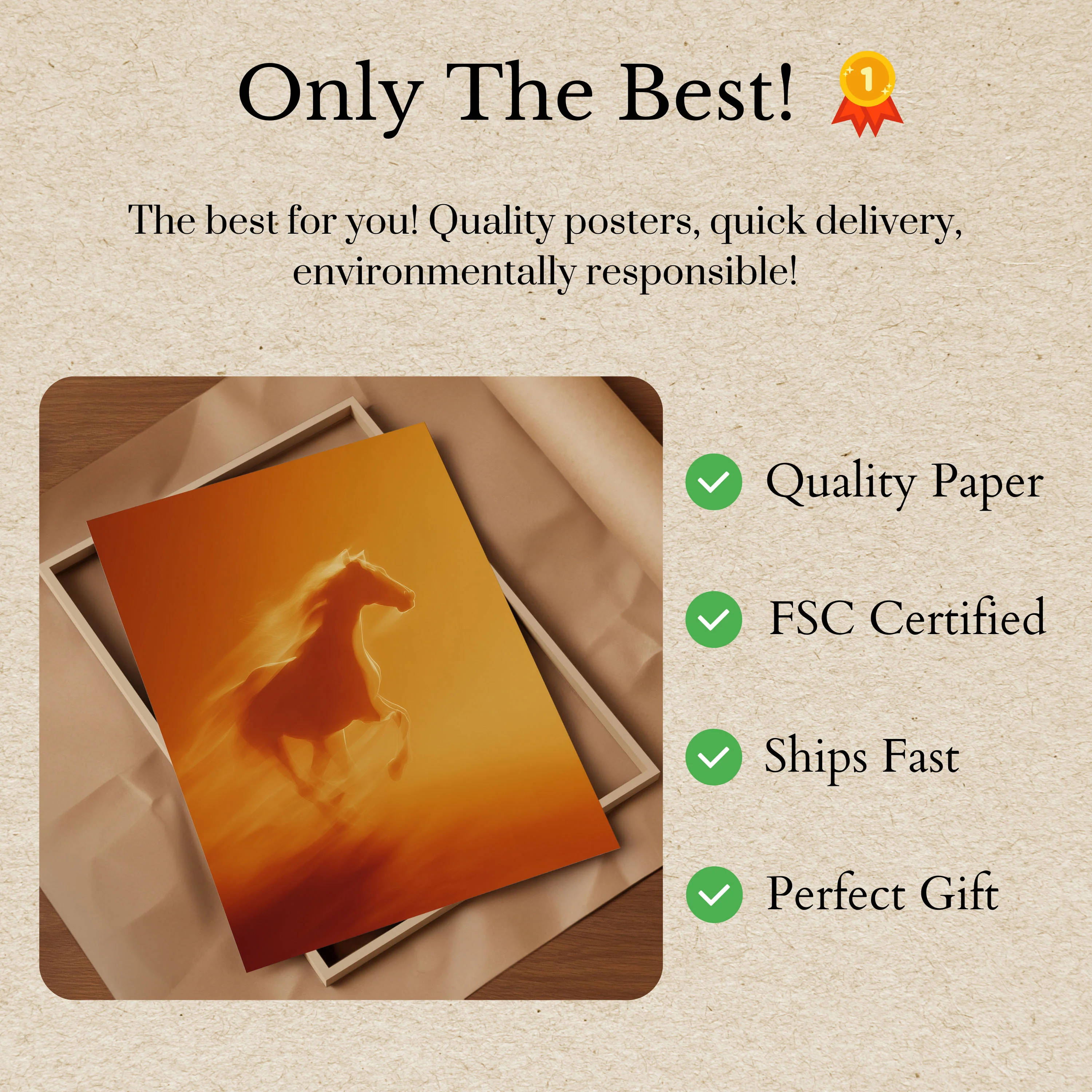 Galloping Golden Stallion Poster - Image 3