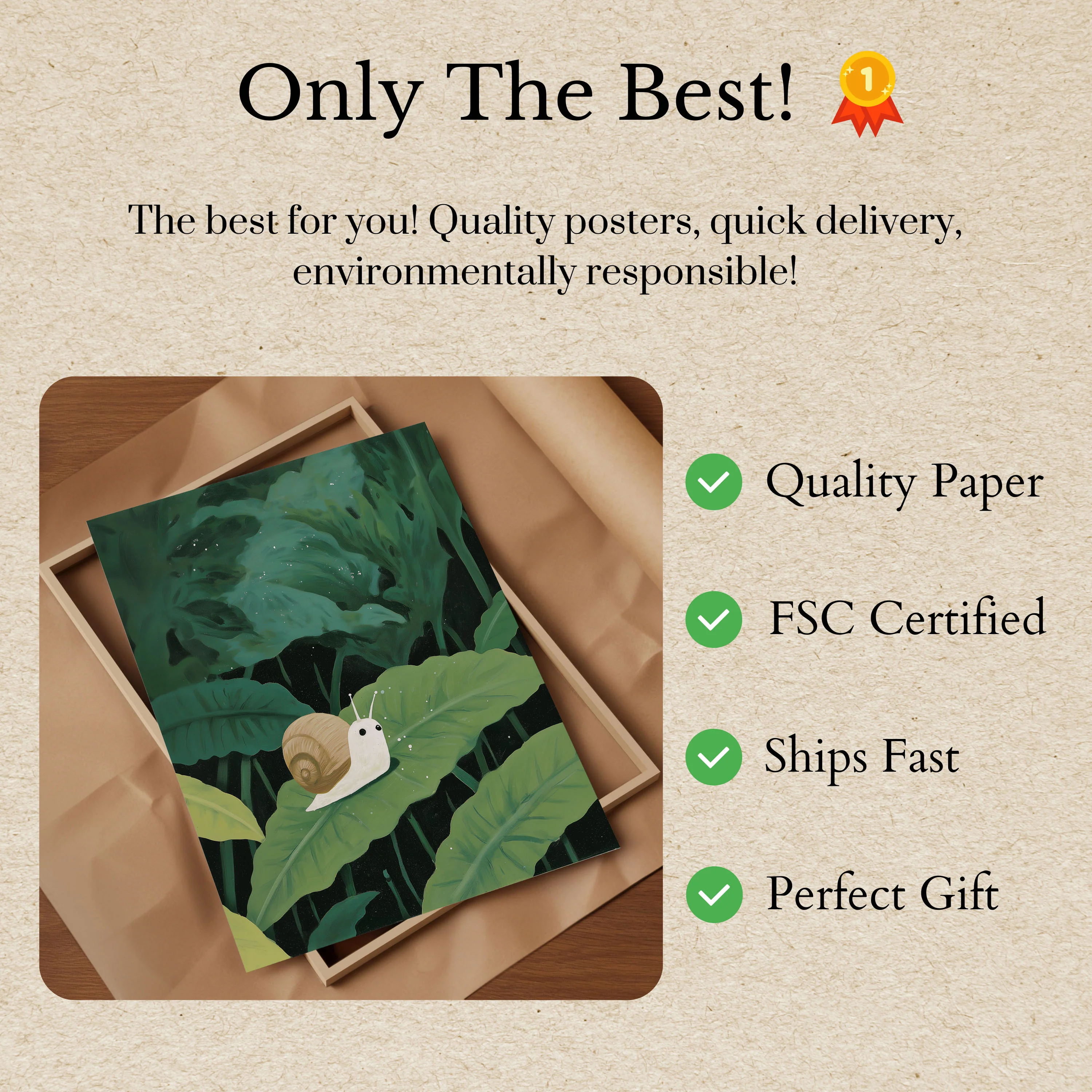 Garden Snail on Leaf Poster - Image 3