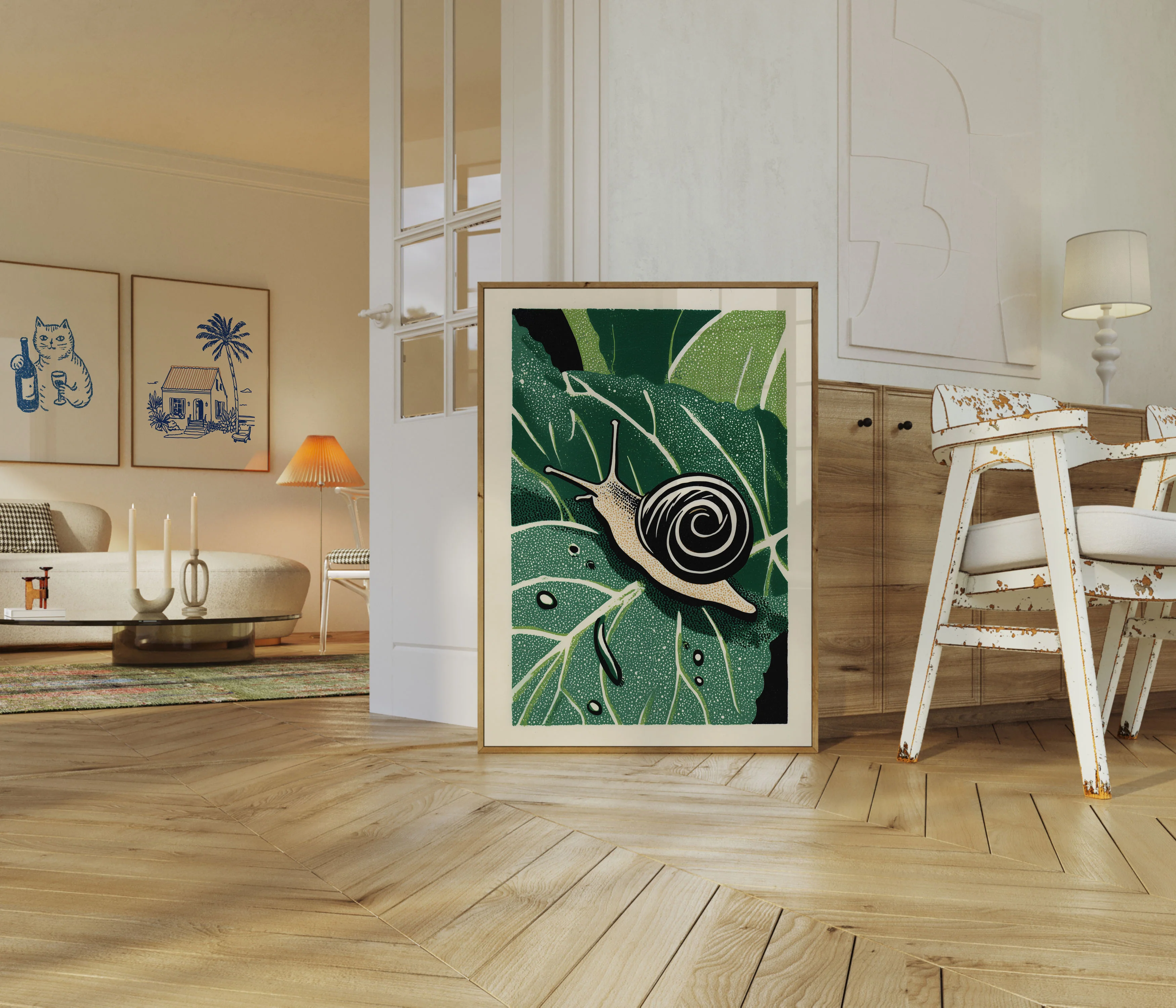Garden Snail on Leaves Poster - Image 5