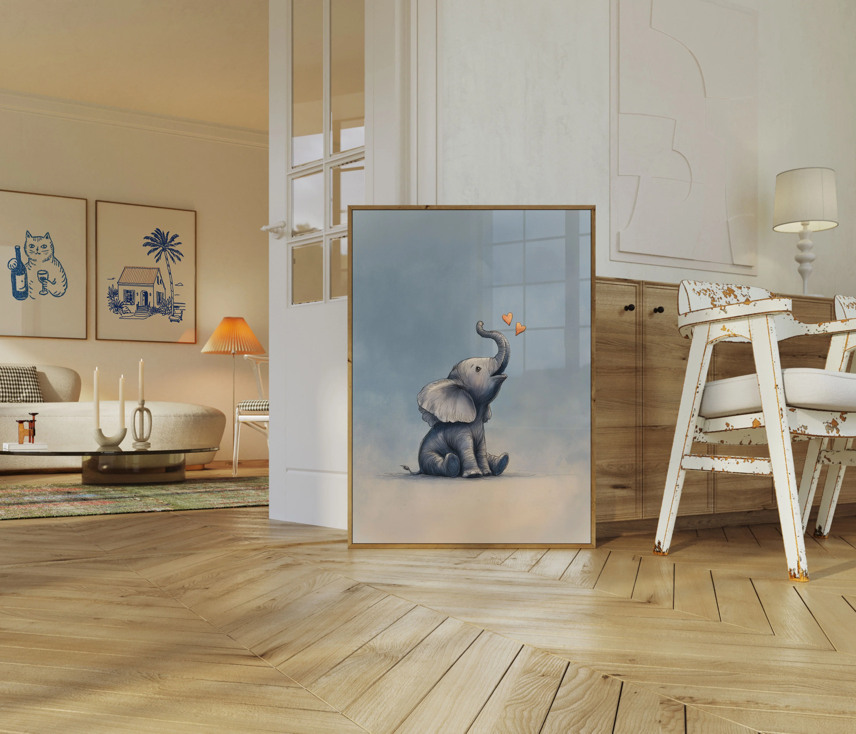 Gentle Elephant Love Hearts Poster - Image 5